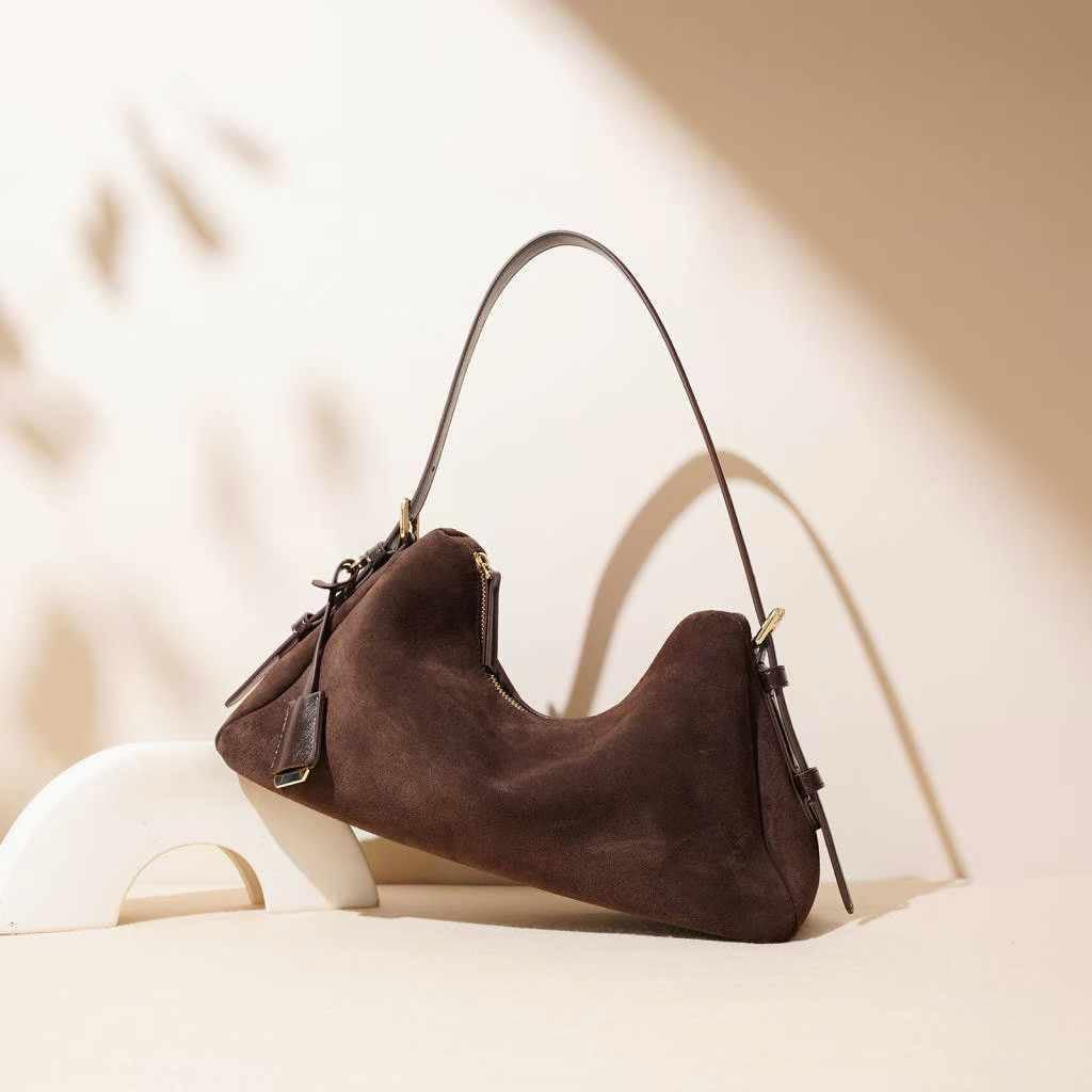 Velour Elegance – Genuine Suede & Leather Bag ✨