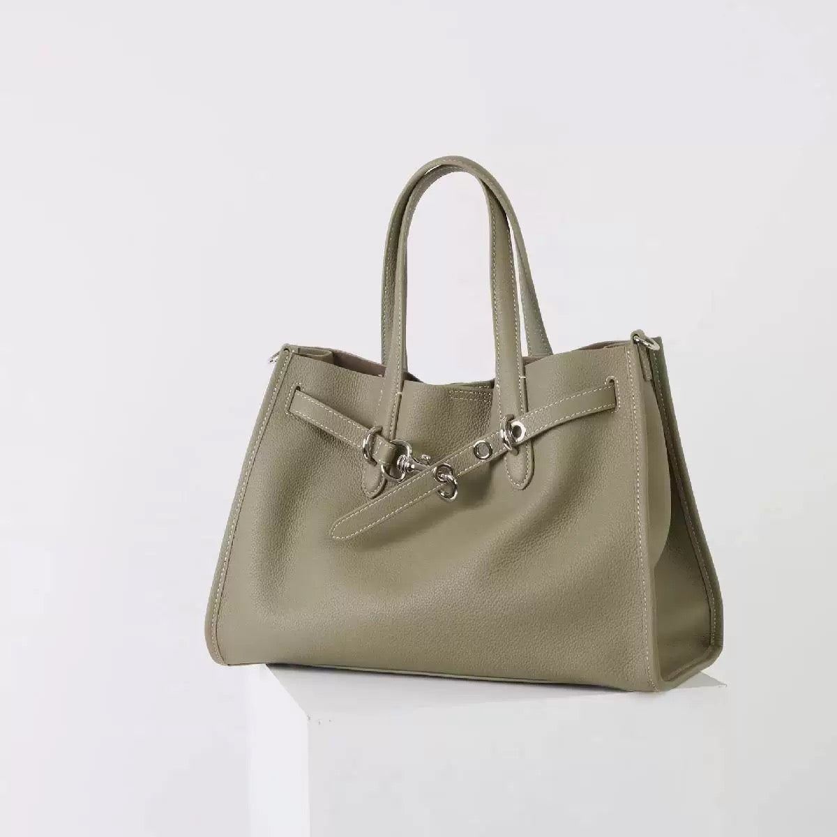 ALTANAI — genuine leather tote bag with a long adjustable strap