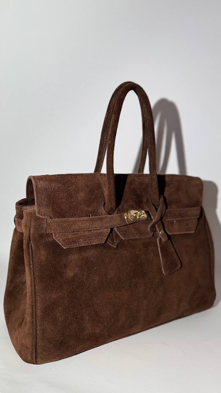 Torino Suede Top-Handle Bag — Italian Genuine Suede