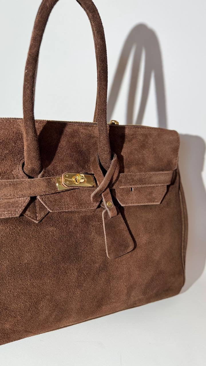 Torino Suede Top-Handle Bag — Italian Genuine Suede