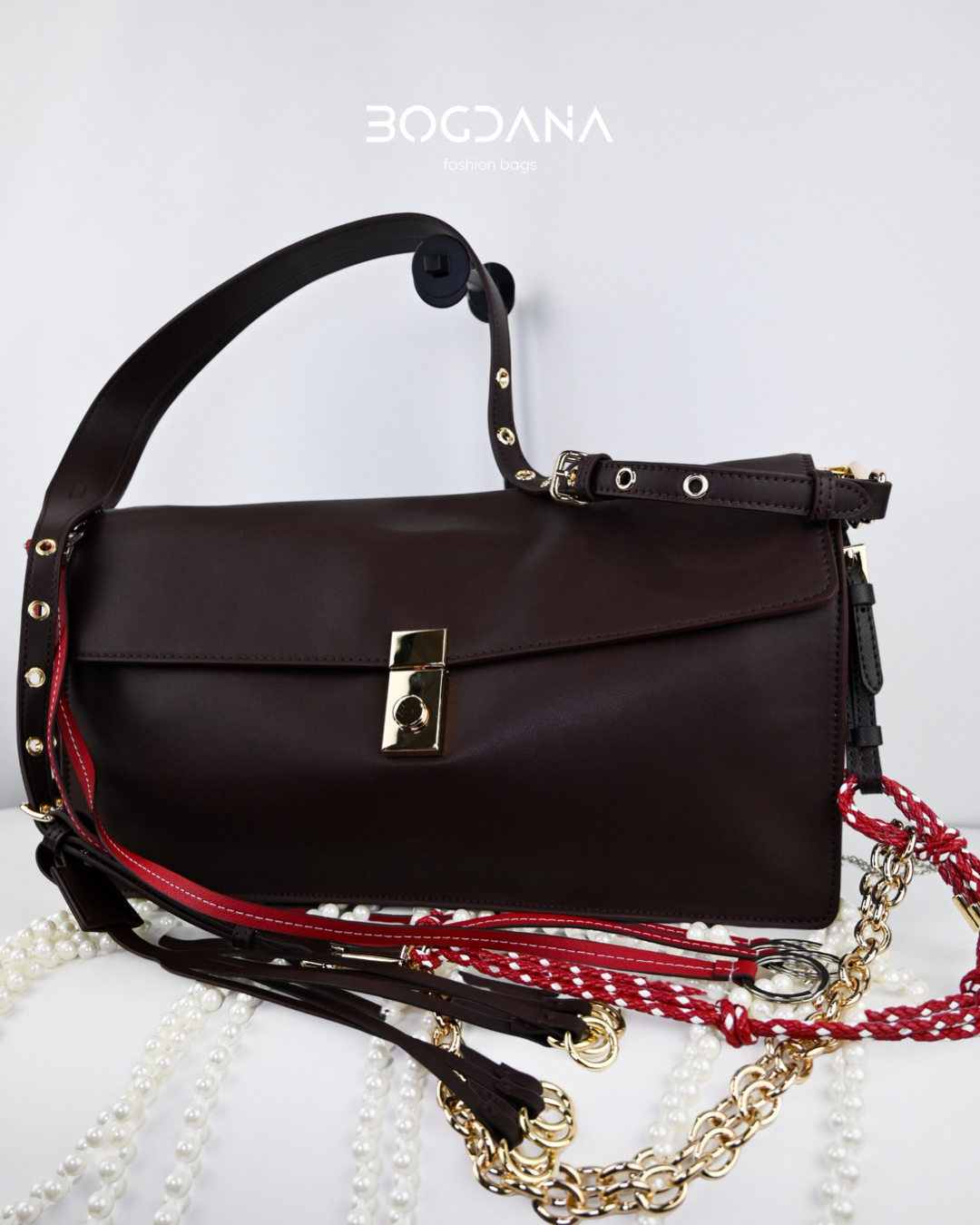 Black Genuine Leather Shoulder Bag – Elegant Chain Design | Bogdana Fashion Bags