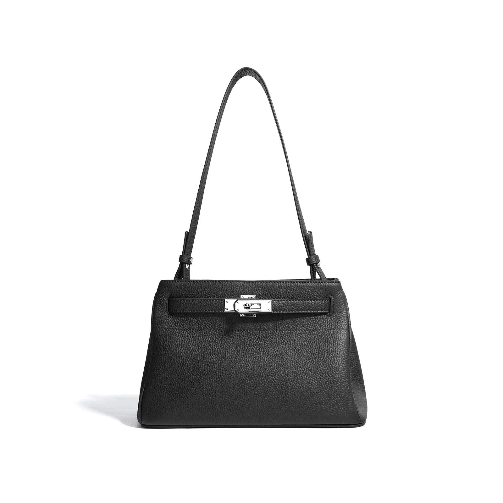 Classic Luxe Adjustable Shoulder Bag – Genuine Leather Handbag with Polished Hardware