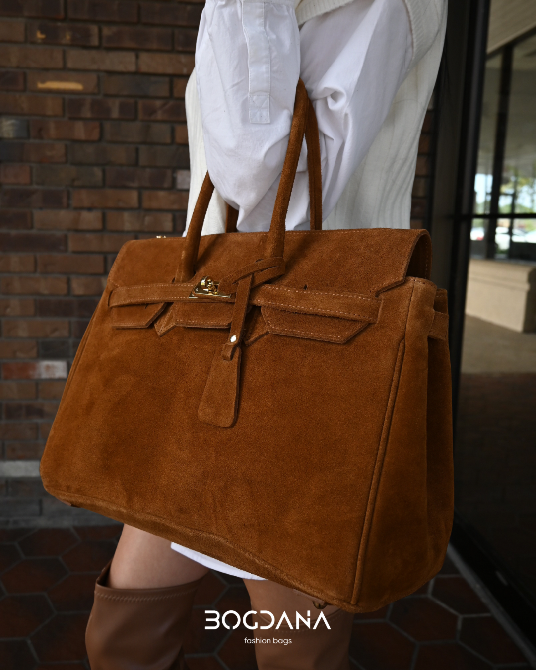Torino Suede Top-Handle Bag — Italian Genuine Suede