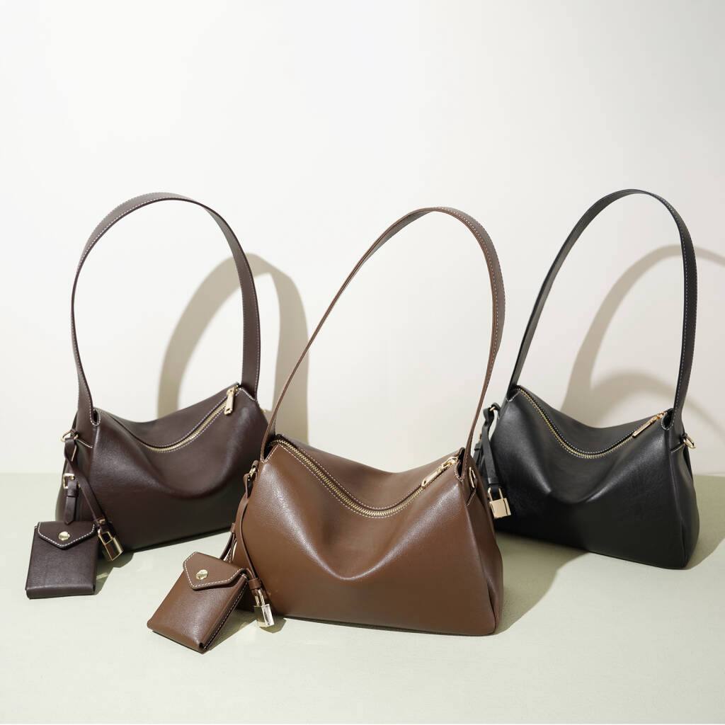 Genuine Leather Shoulder Bag “Soft Elegance” with Adjustable Strap