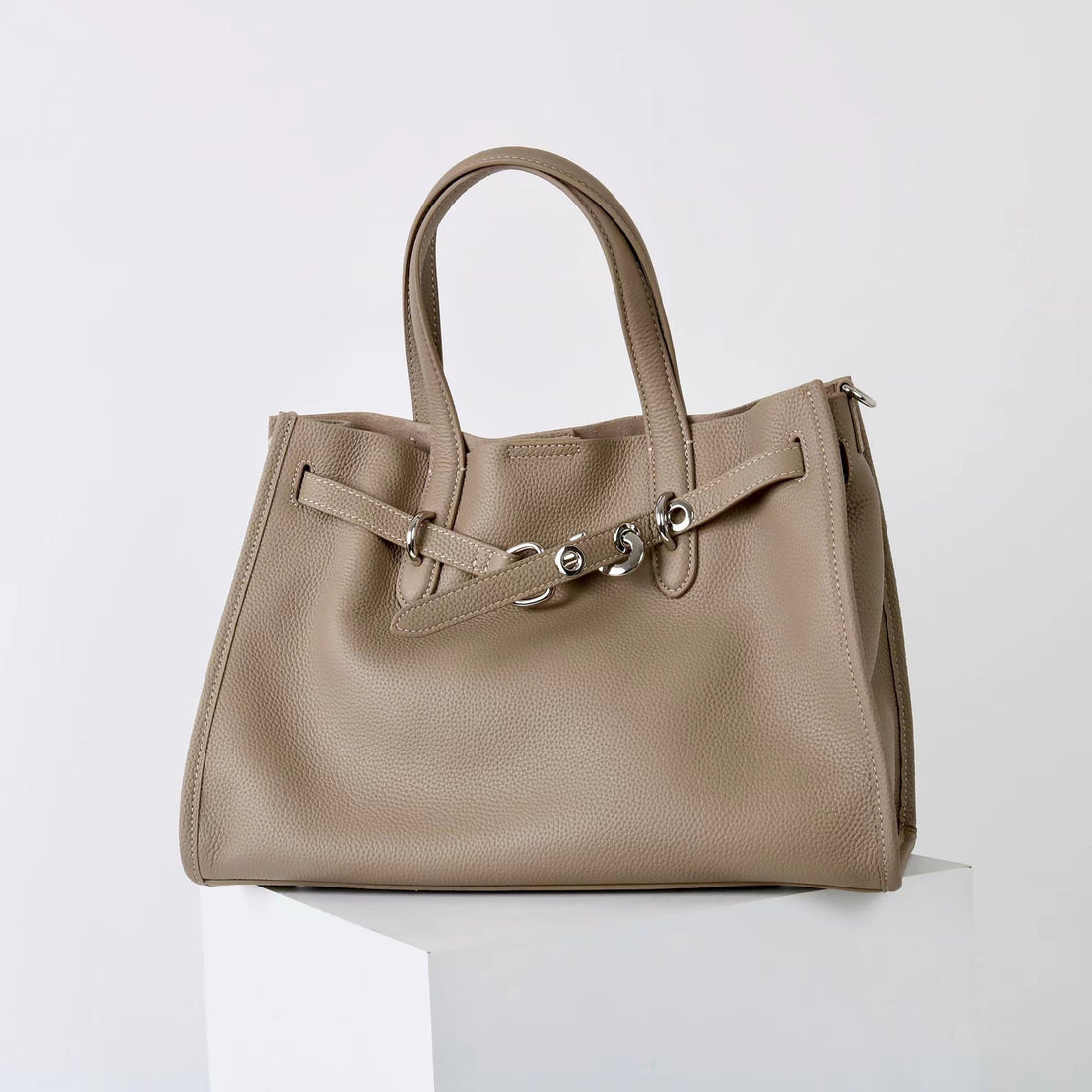 ALTANAI — genuine leather tote bag with a long adjustable strap
