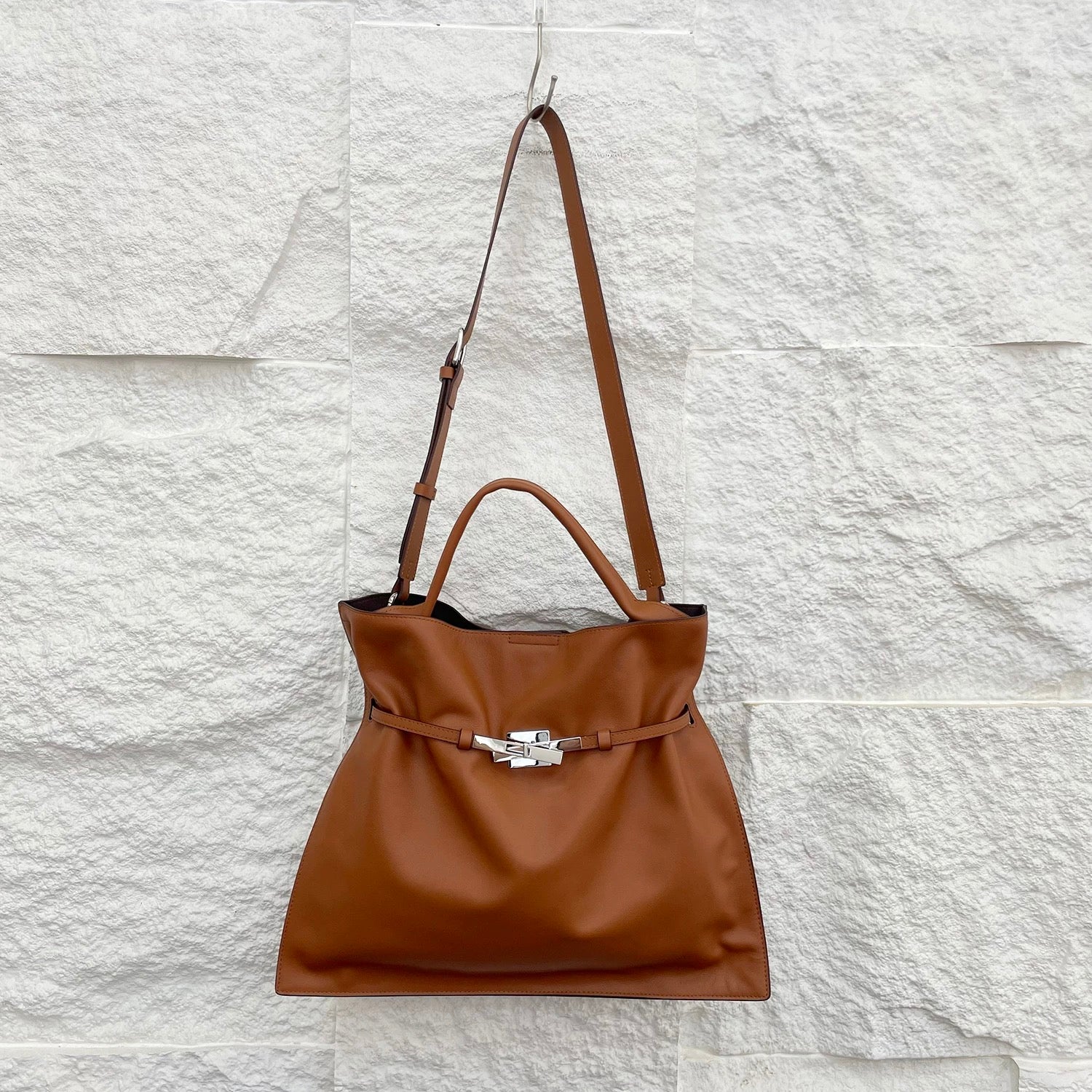 LuxeCity Leather Tote – genuine leather bag with top handle & adjustable strap, fits 14” laptop