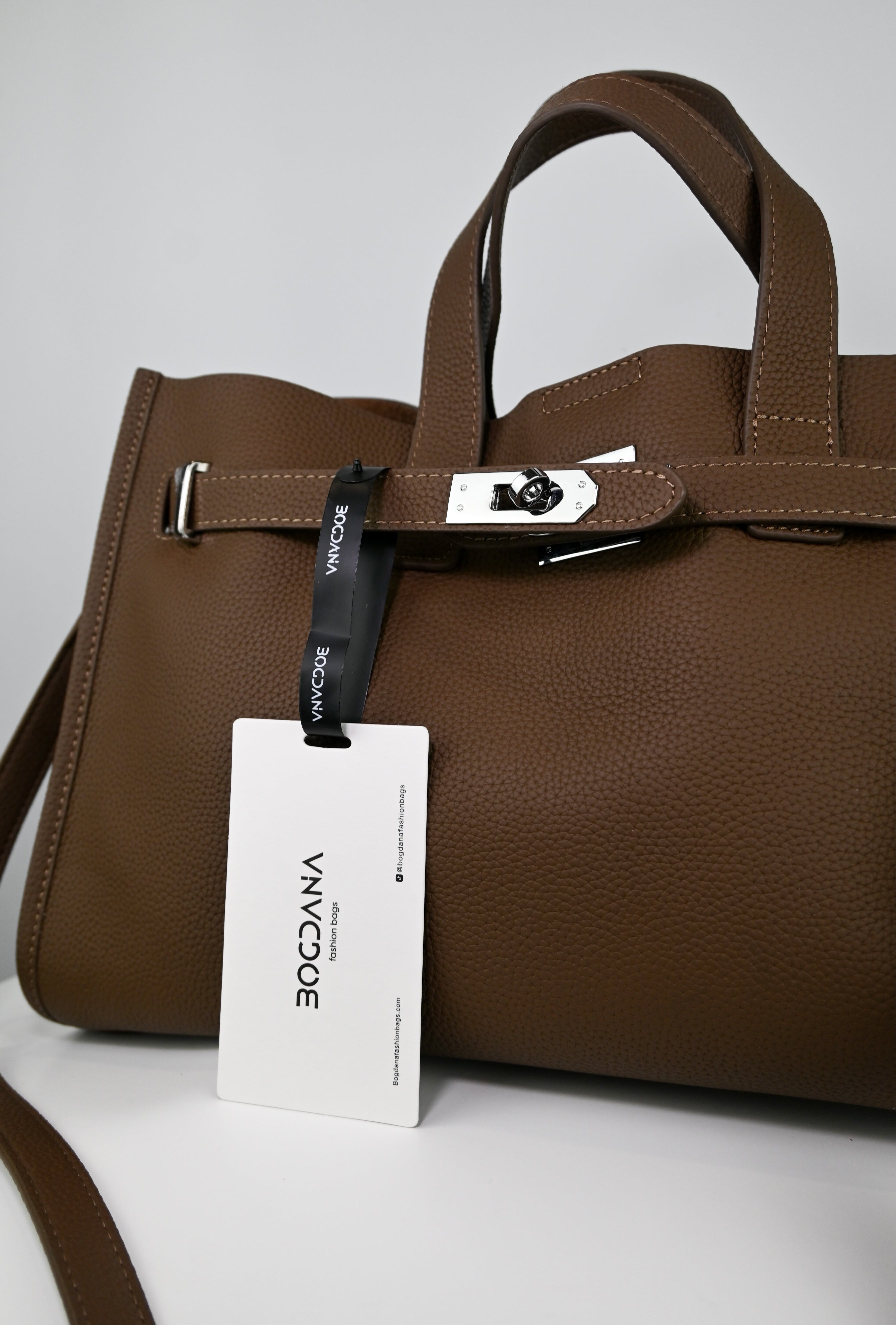 Bogdana Urban Luxe — Genuine Leather Power Tote with Silver-Tone Hardware – Women’s Shoulder Bag