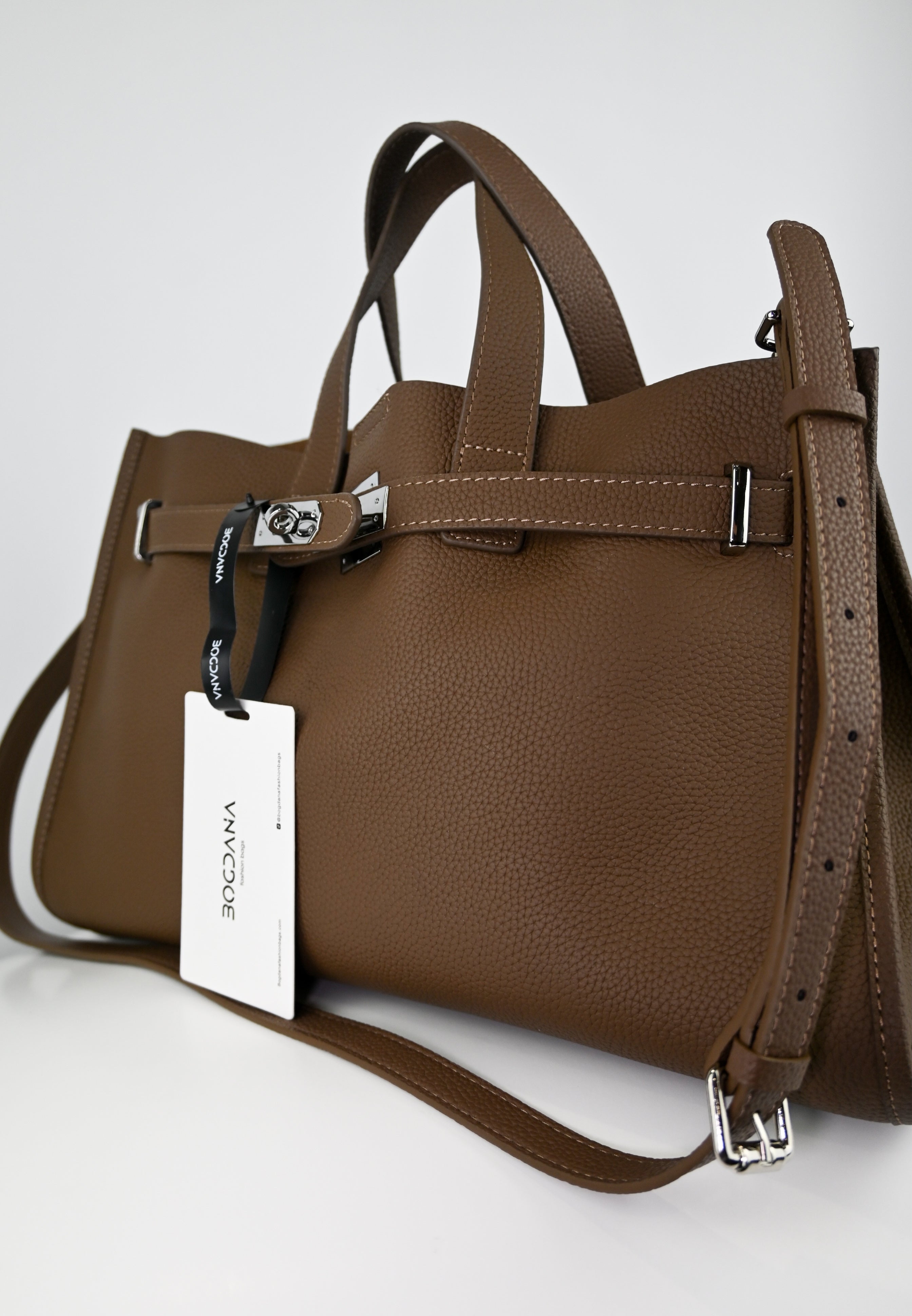 Bogdana Urban Luxe — Genuine Leather Power Tote with Silver-Tone Hardware – Women’s Shoulder Bag