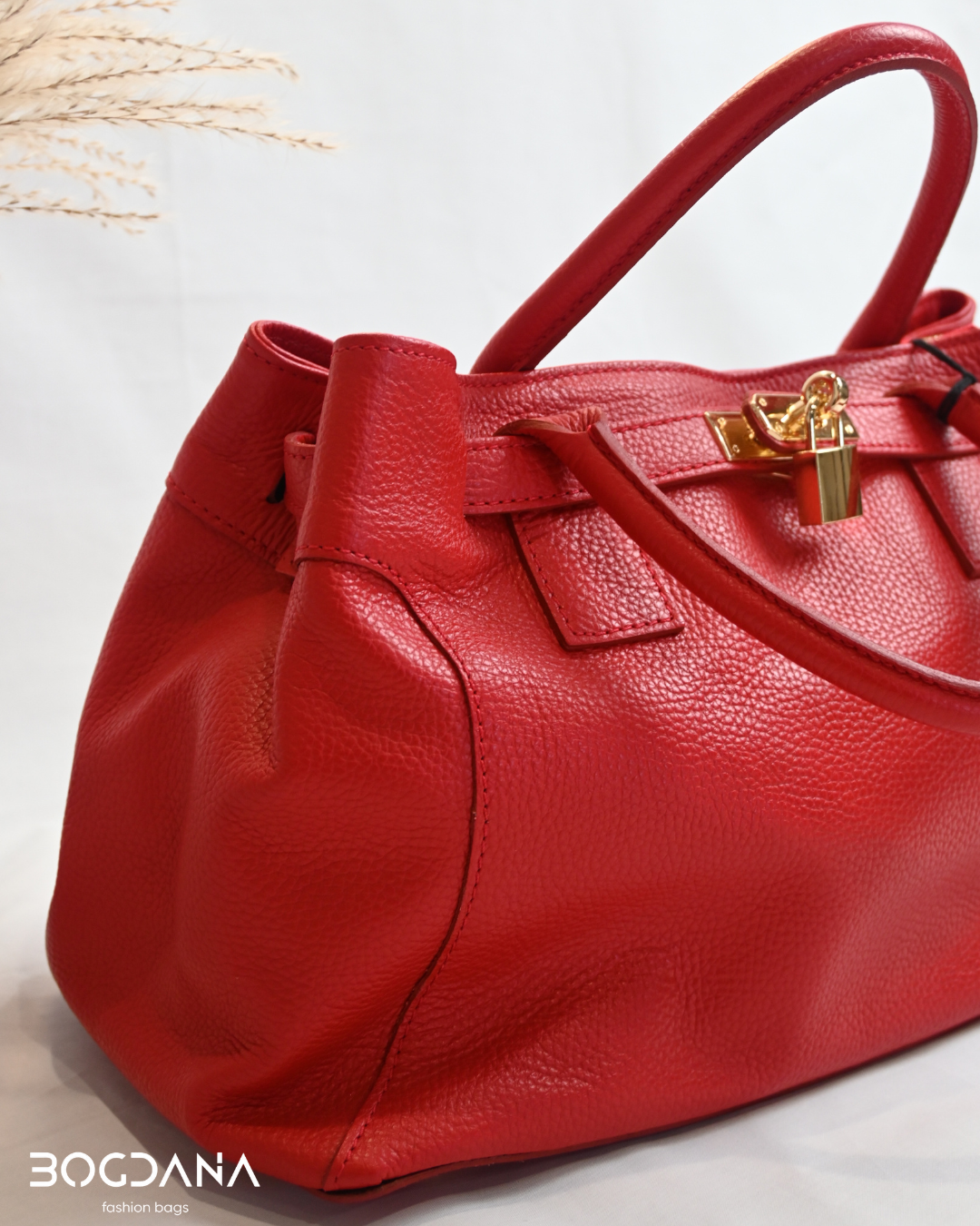 Bogdana Firenze – Genuine Leather Bag, Made in Italy 🇮🇹 (Black & Red)