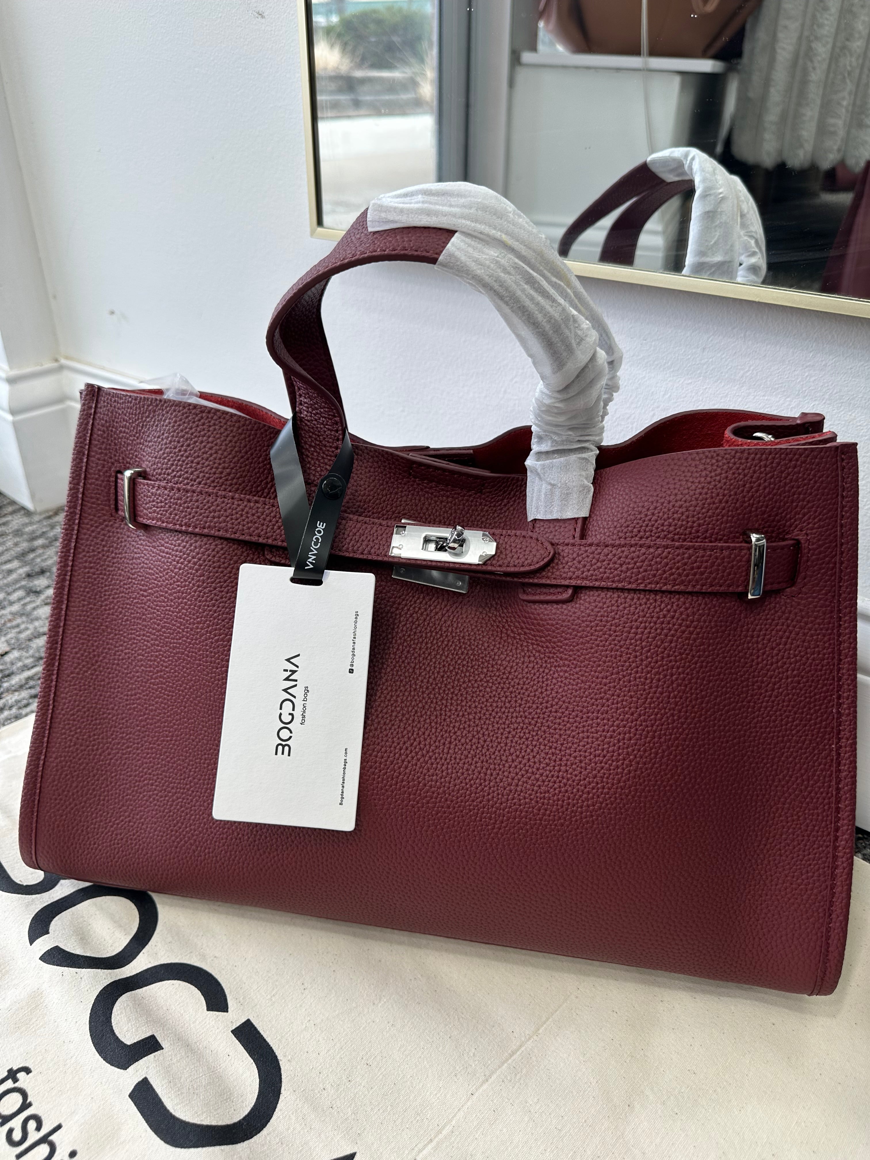 Bogdana Urban Luxe — Genuine Leather Power Tote with Silver-Tone Hardware – Women’s Shoulder Bag