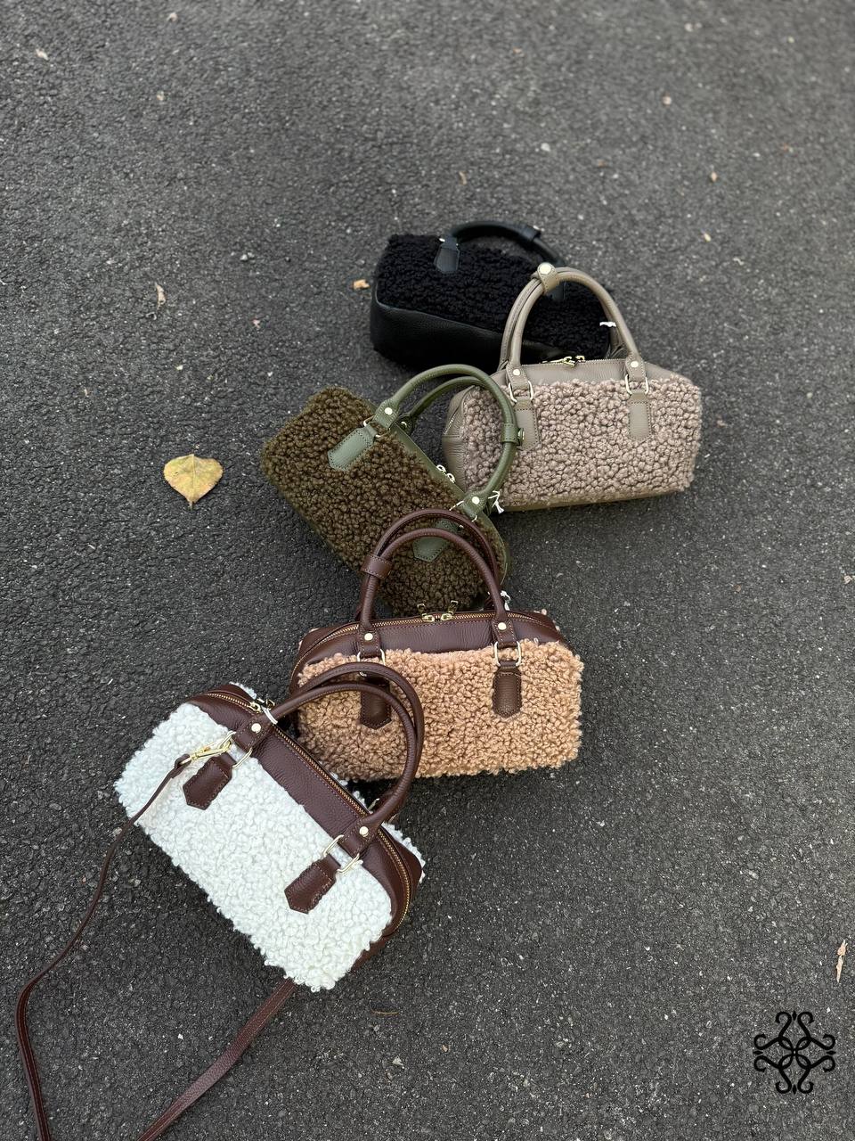 Bogdana Toscana Shearling — Genuine Leather & Shearling Crossbody Bag with Adjustable Strap