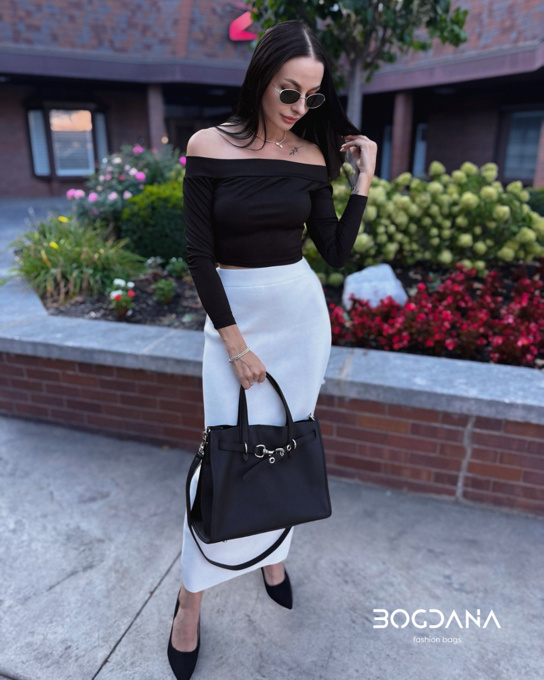 ALTANAI — genuine leather tote bag with a long adjustable strap