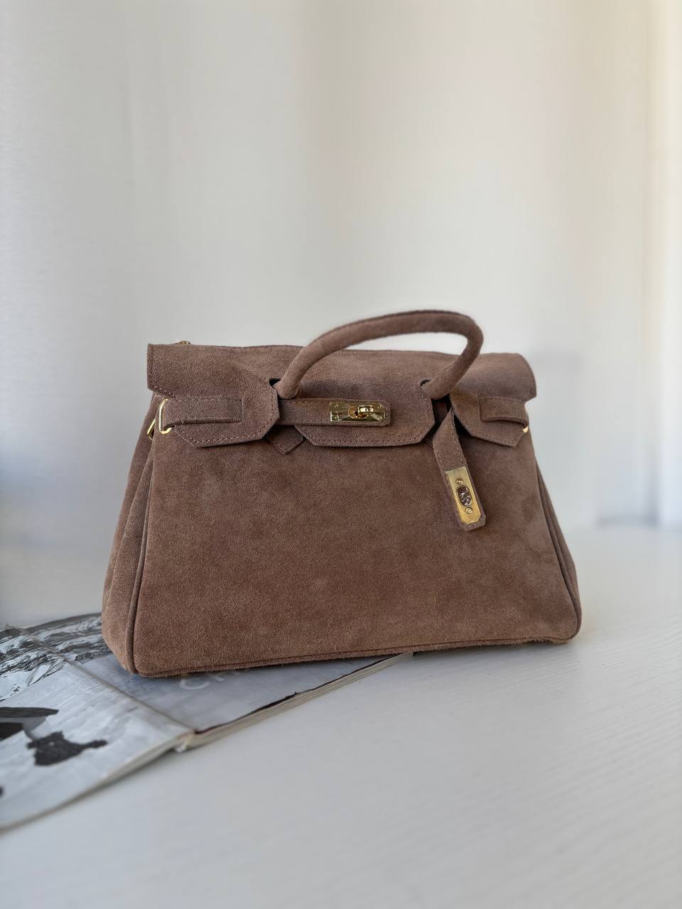 Torino Suede Top-Handle Bag — Italian Genuine Suede