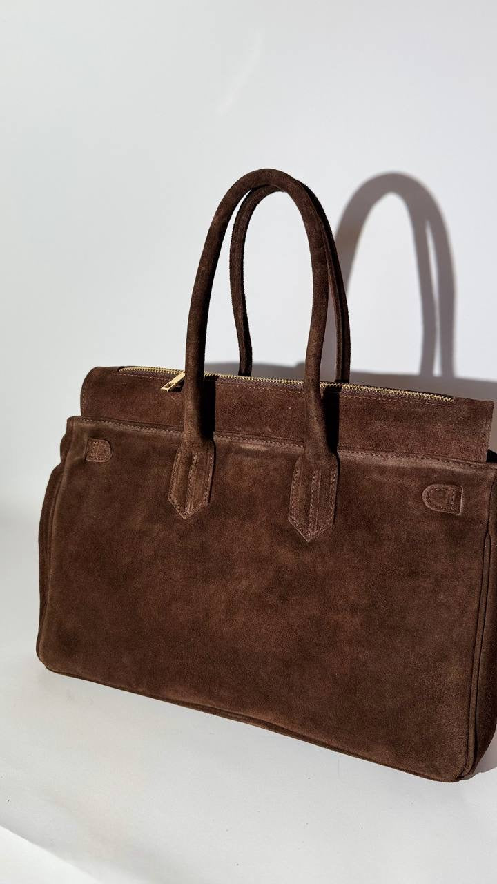 Torino Suede Top-Handle Bag — Italian Genuine Suede