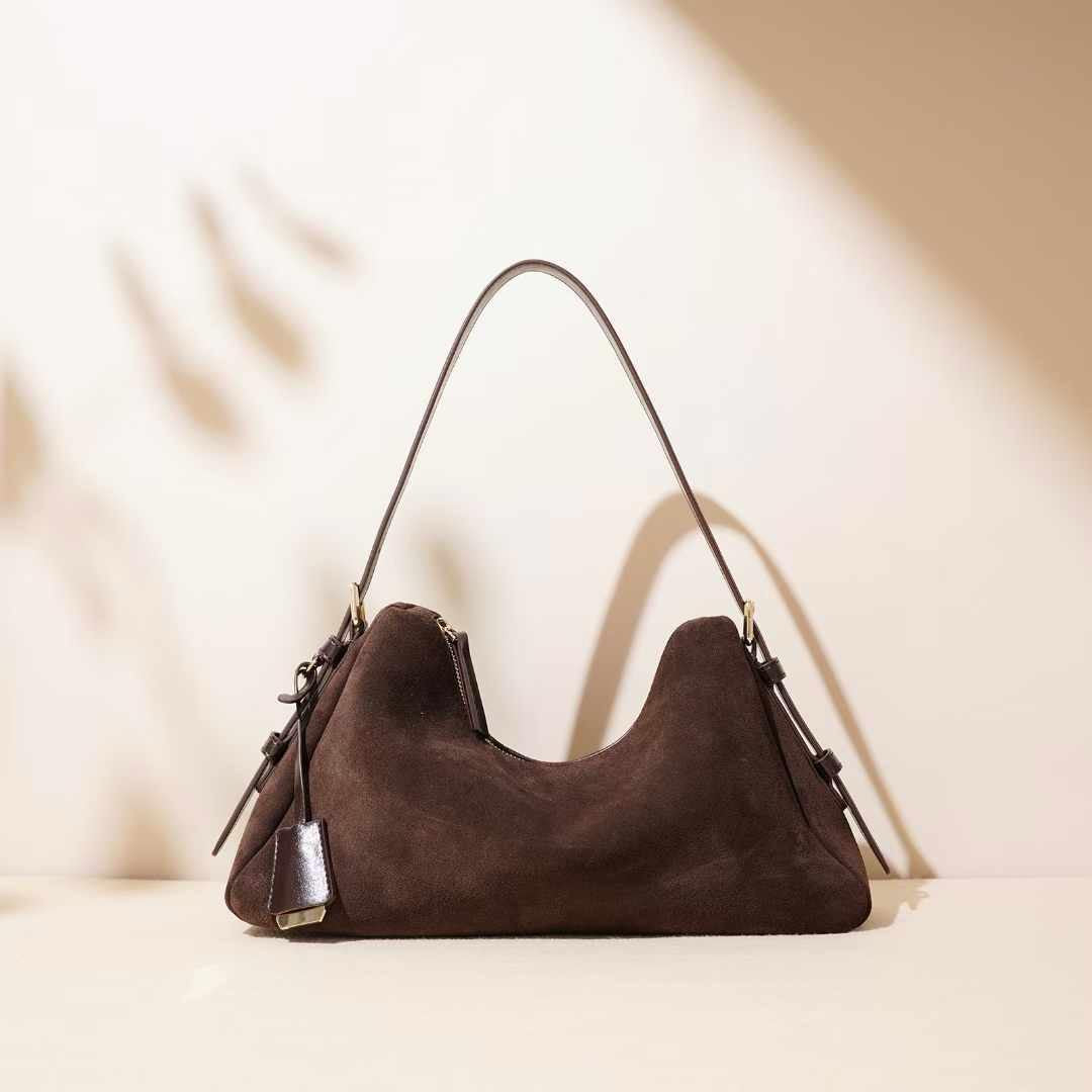 Velour Elegance – Genuine Suede & Leather Bag ✨