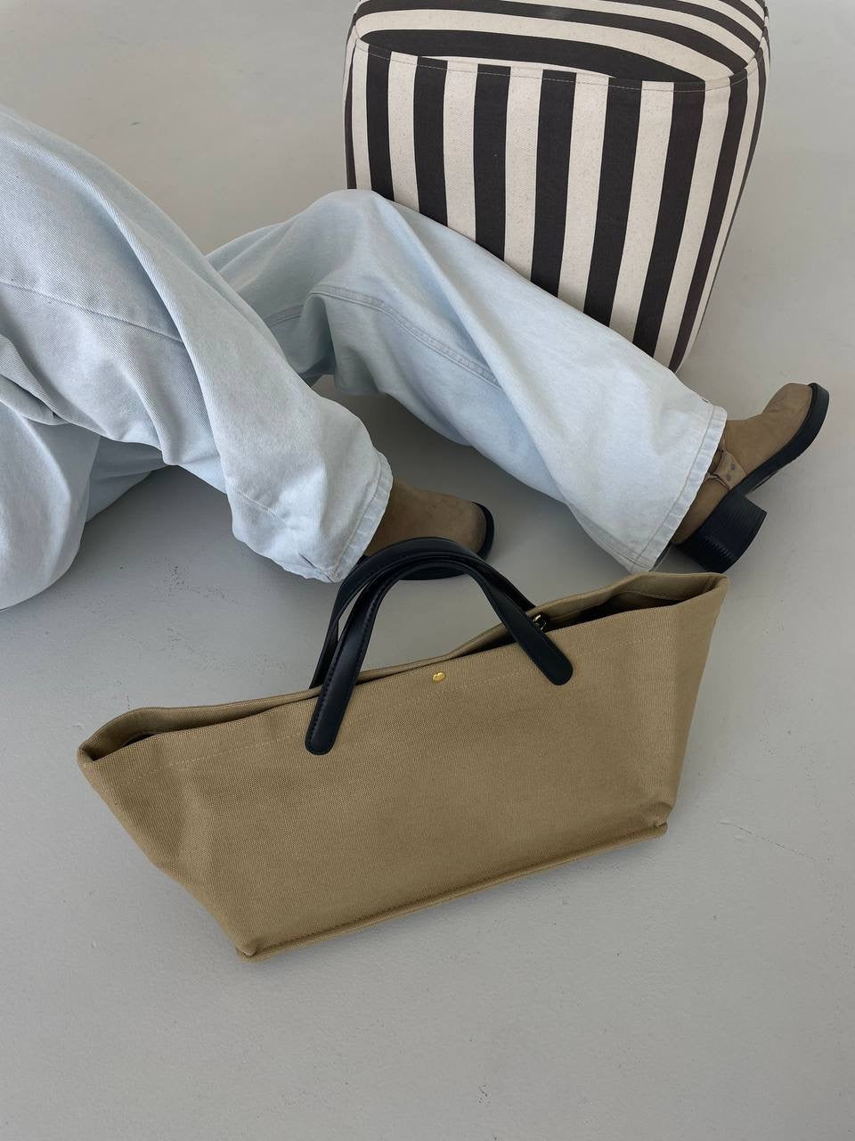 Canvas & Leather Tote Bag Set