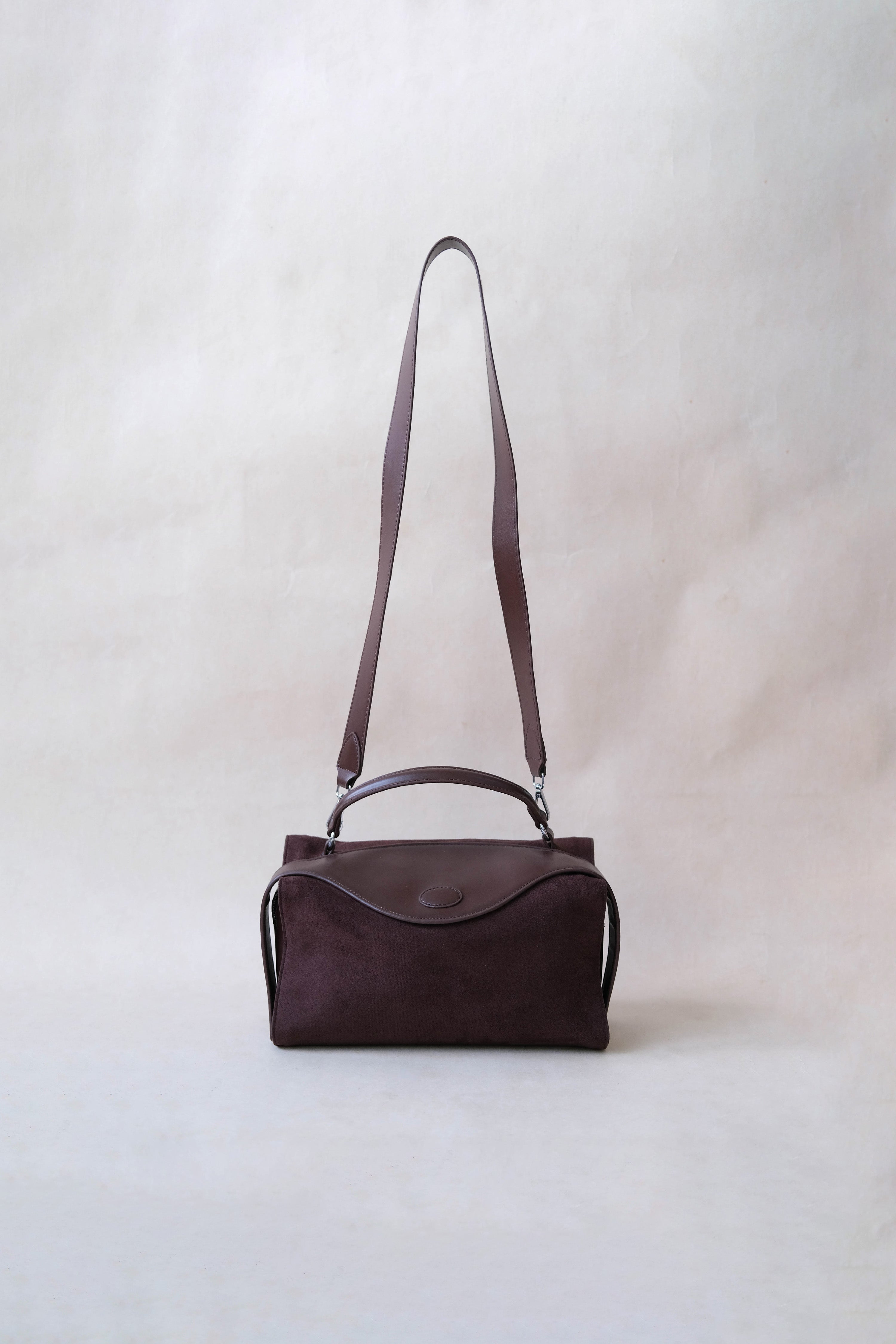 Suede Luxe Charm — Genuine Leather and Suede Bag with Adjustable Strap