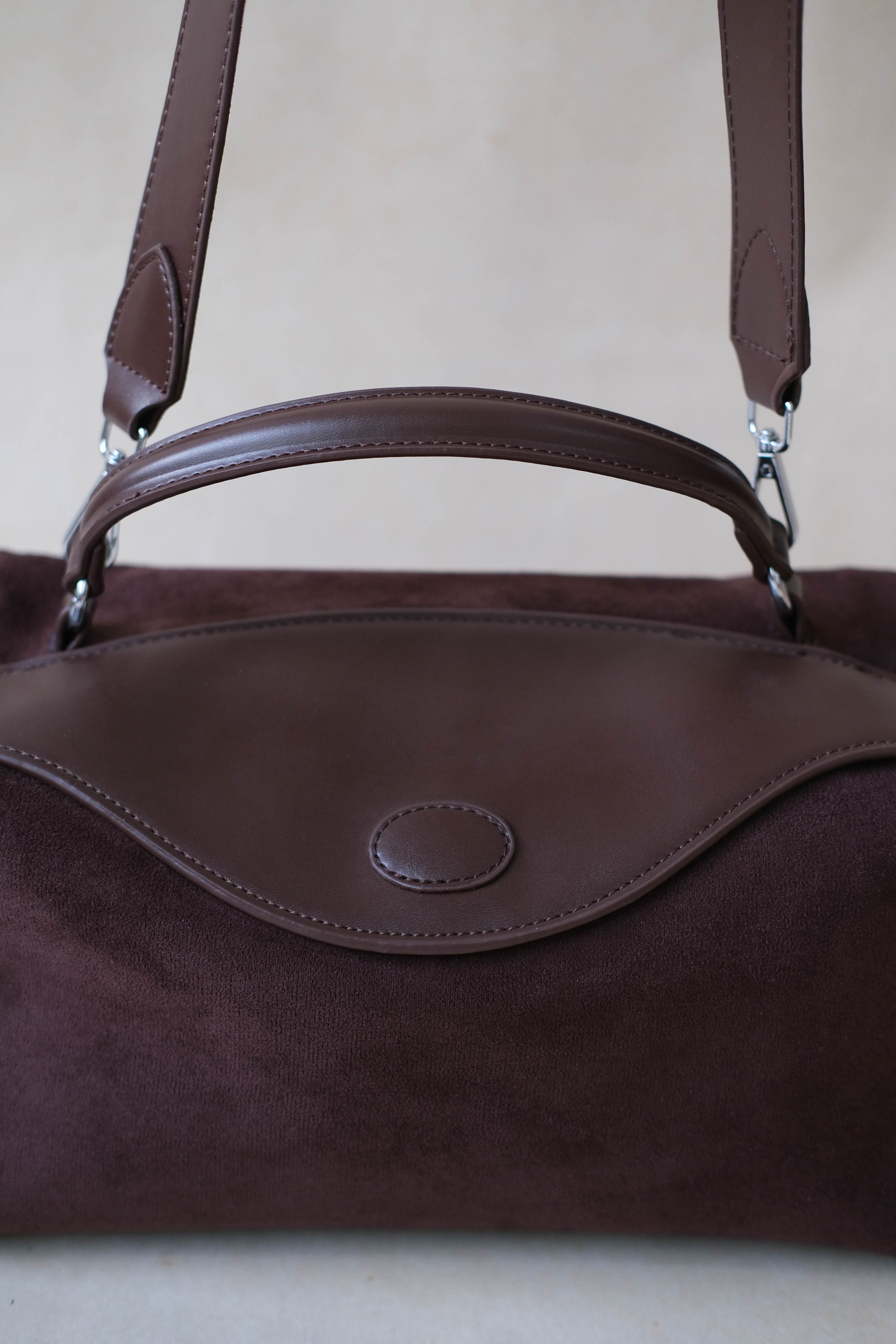 Suede Luxe Charm — Genuine Leather and Suede Bag with Adjustable Strap