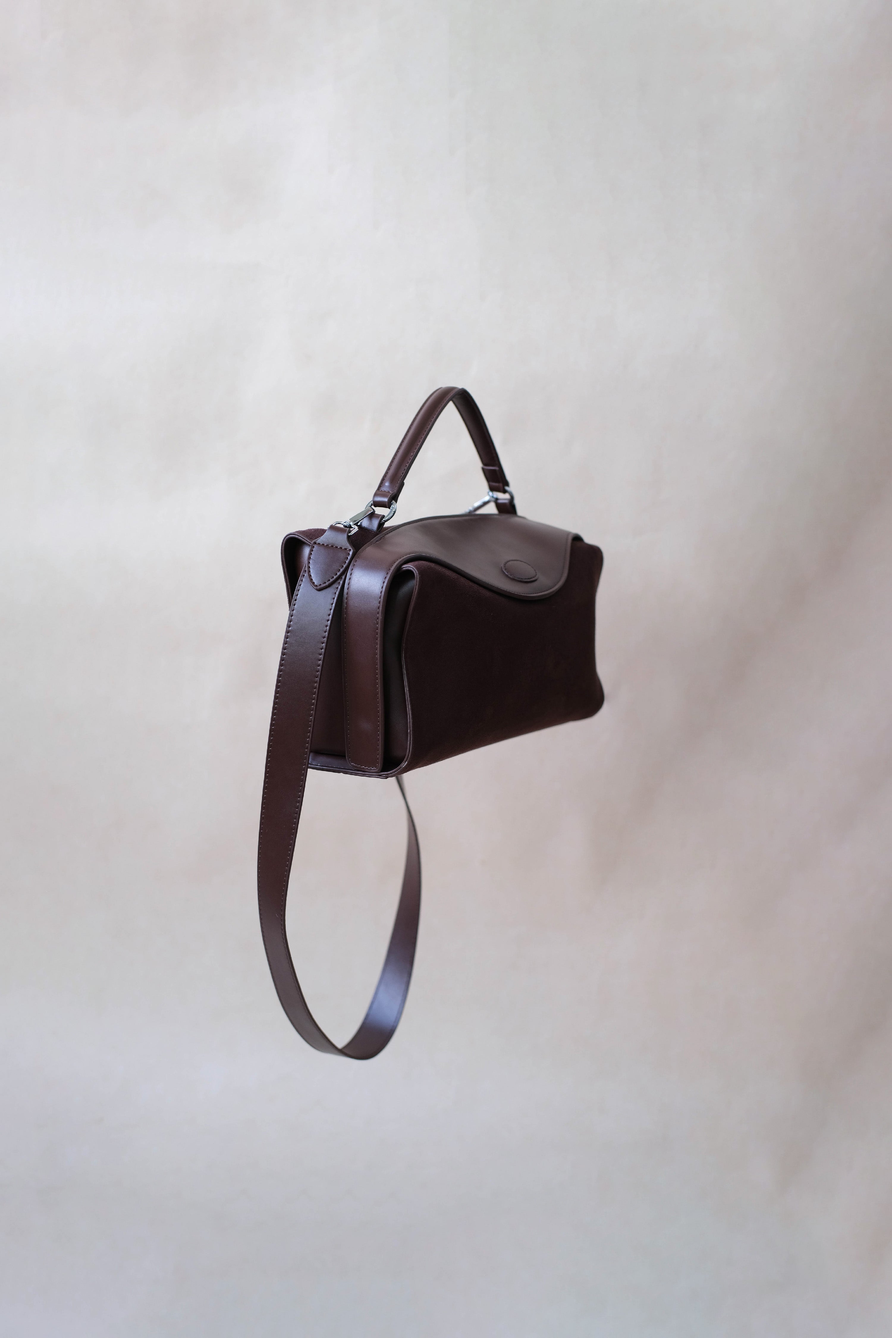 Suede Luxe Charm — Genuine Leather and Suede Bag with Adjustable Strap