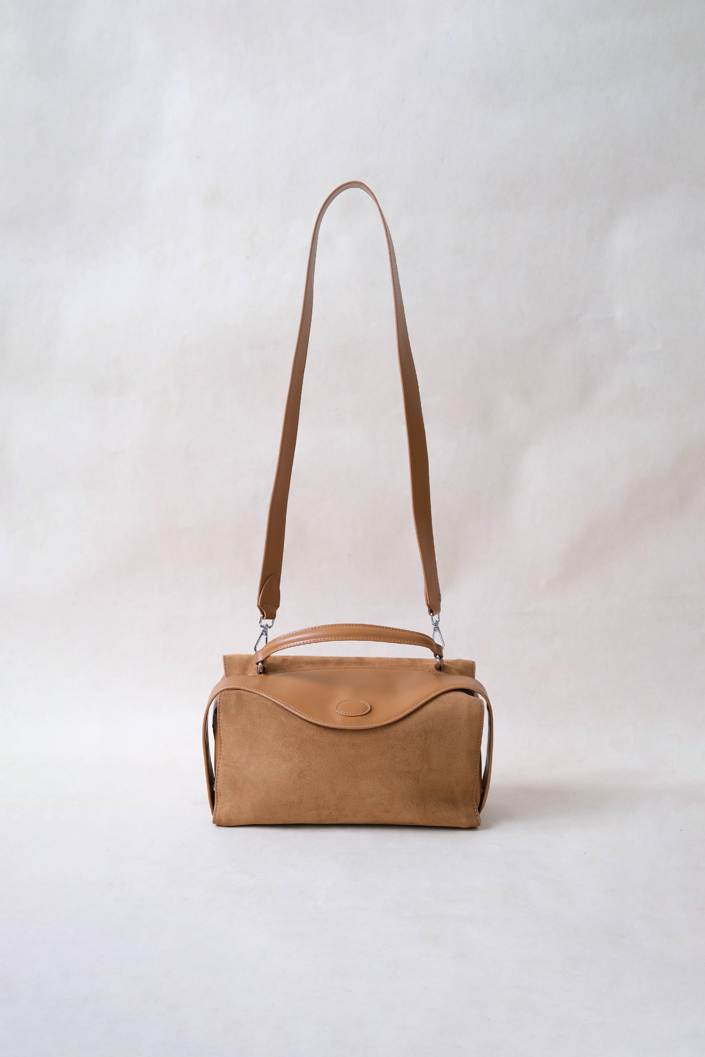 Suede Luxe Charm — Genuine Leather and Suede Bag with Adjustable Strap