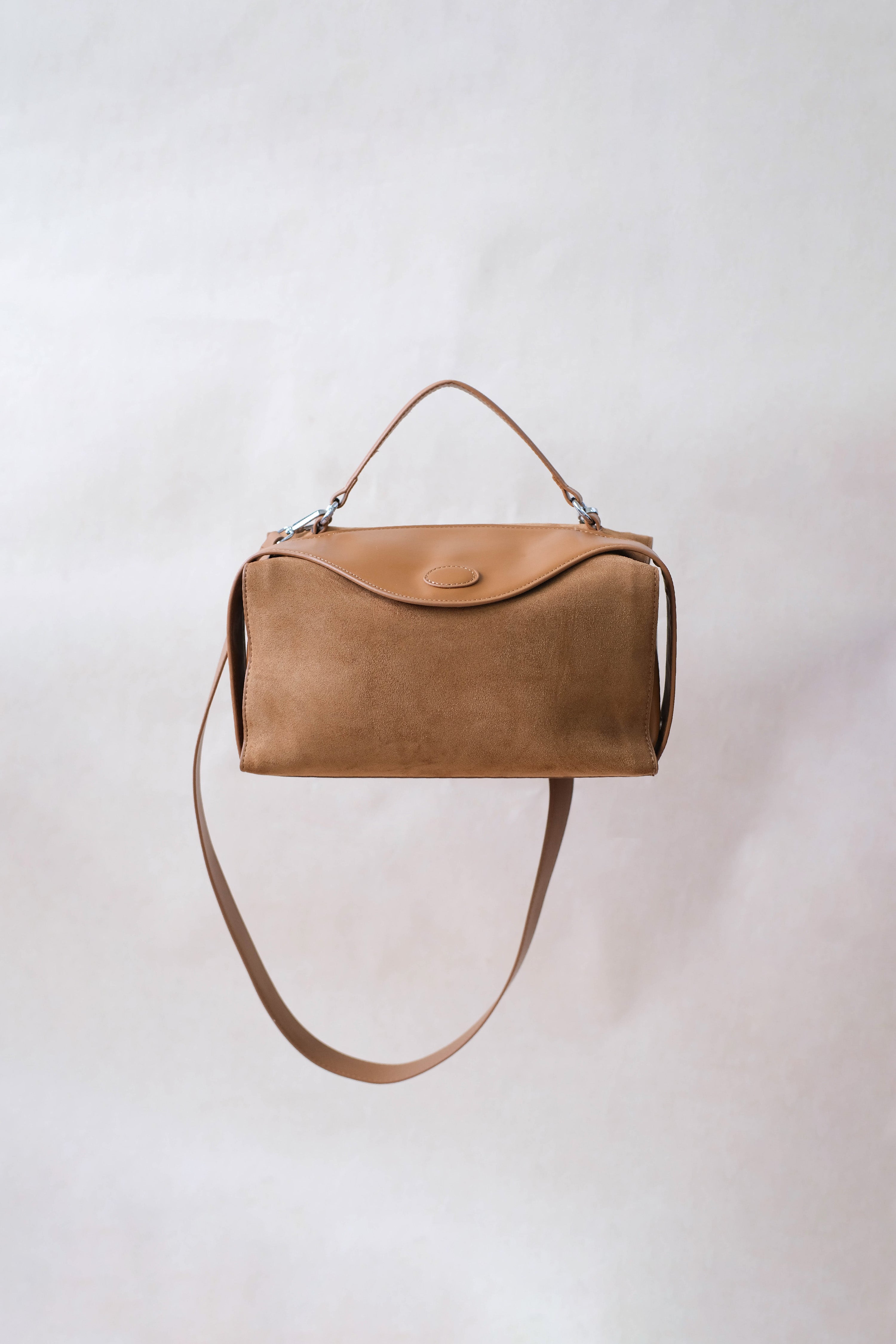 Suede Luxe Charm — Genuine Leather and Suede Bag with Adjustable Strap