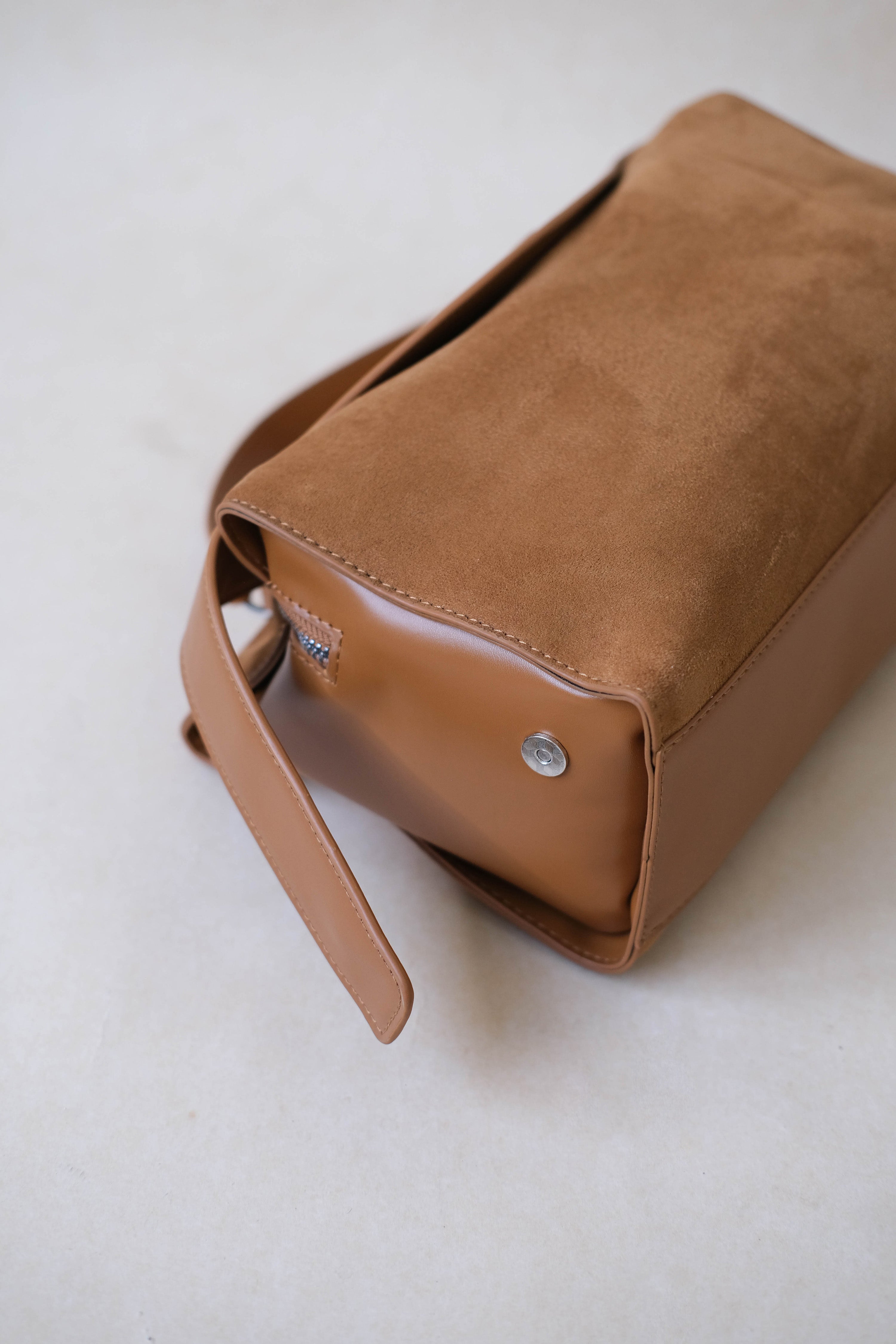 Suede Luxe Charm — Genuine Leather and Suede Bag with Adjustable Strap