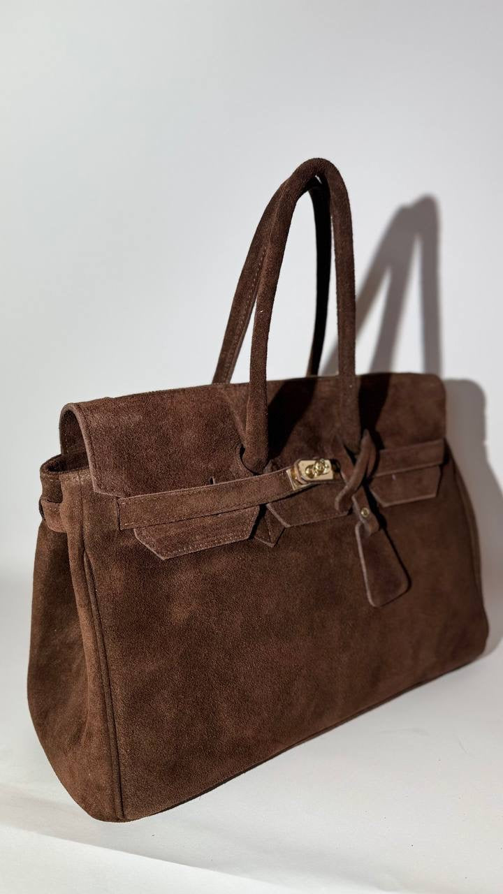 Torino Suede Top-Handle Bag — Italian Genuine Suede