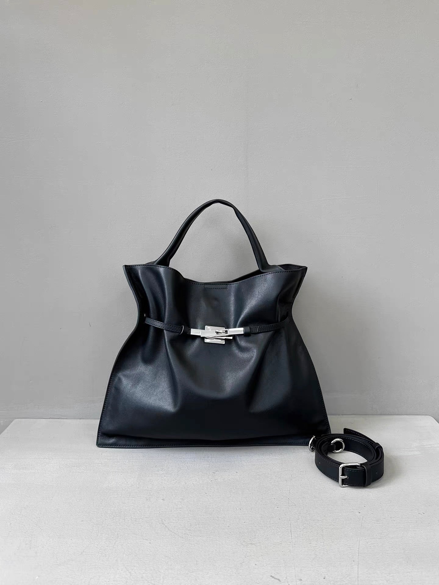 LuxeCity Leather Tote – genuine leather bag with top handle & adjustable strap, fits 14” laptop