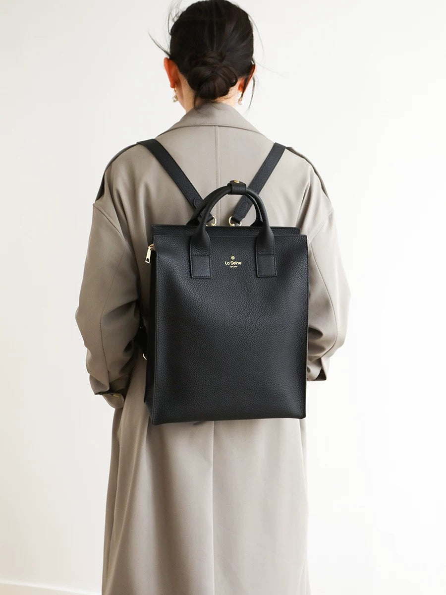 La Seine Genuine Leather 2-in-1 Tote Backpack for Documents & 13” Laptop