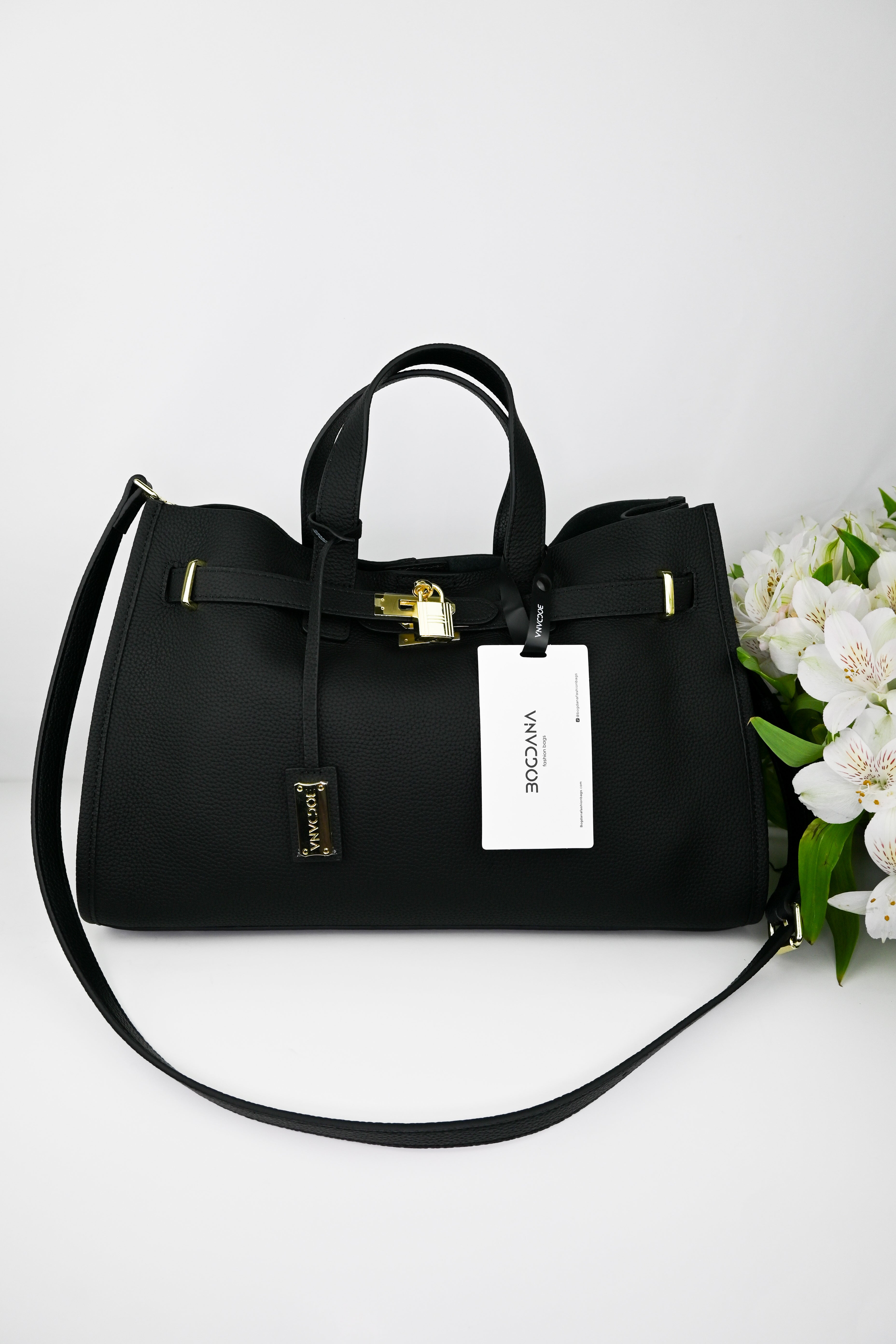 Bogdana Urban Luxe Tote with Gold Hardware & Adjustable Strap – Women’s Shoulder Bag