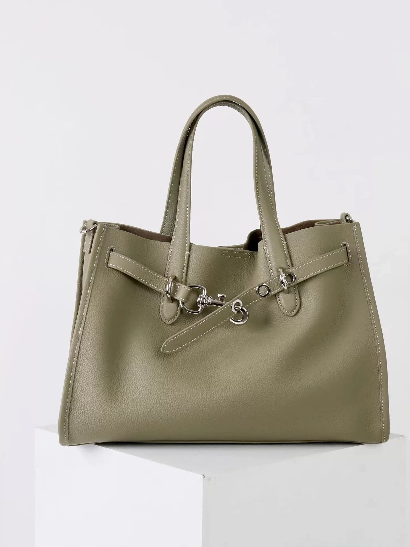 ALTANAI — genuine leather tote bag with a long adjustable strap