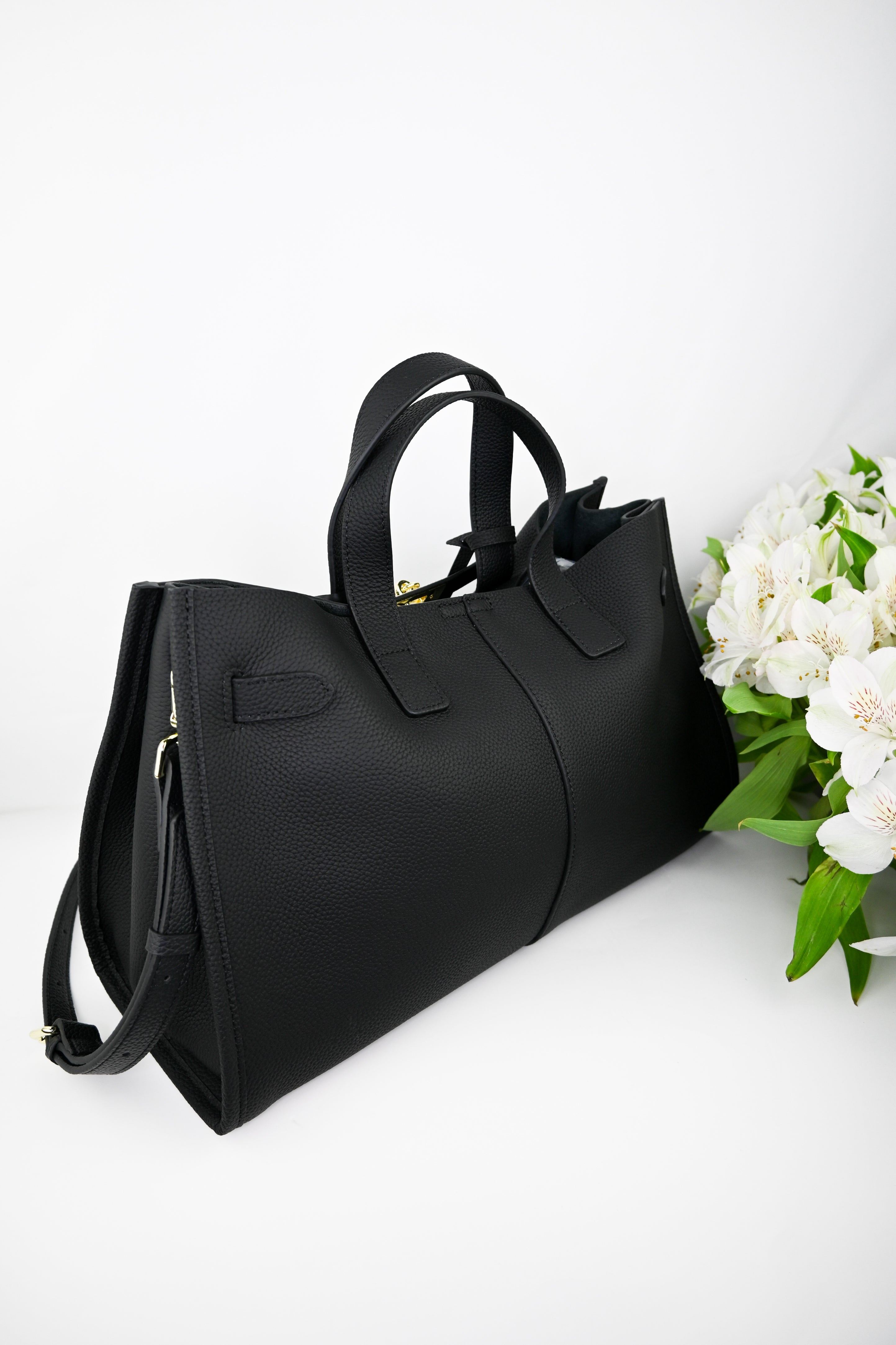 Bogdana Urban Luxe — Genuine Leather Power Tote with Silver-Tone Hardware – Women’s Shoulder Bag