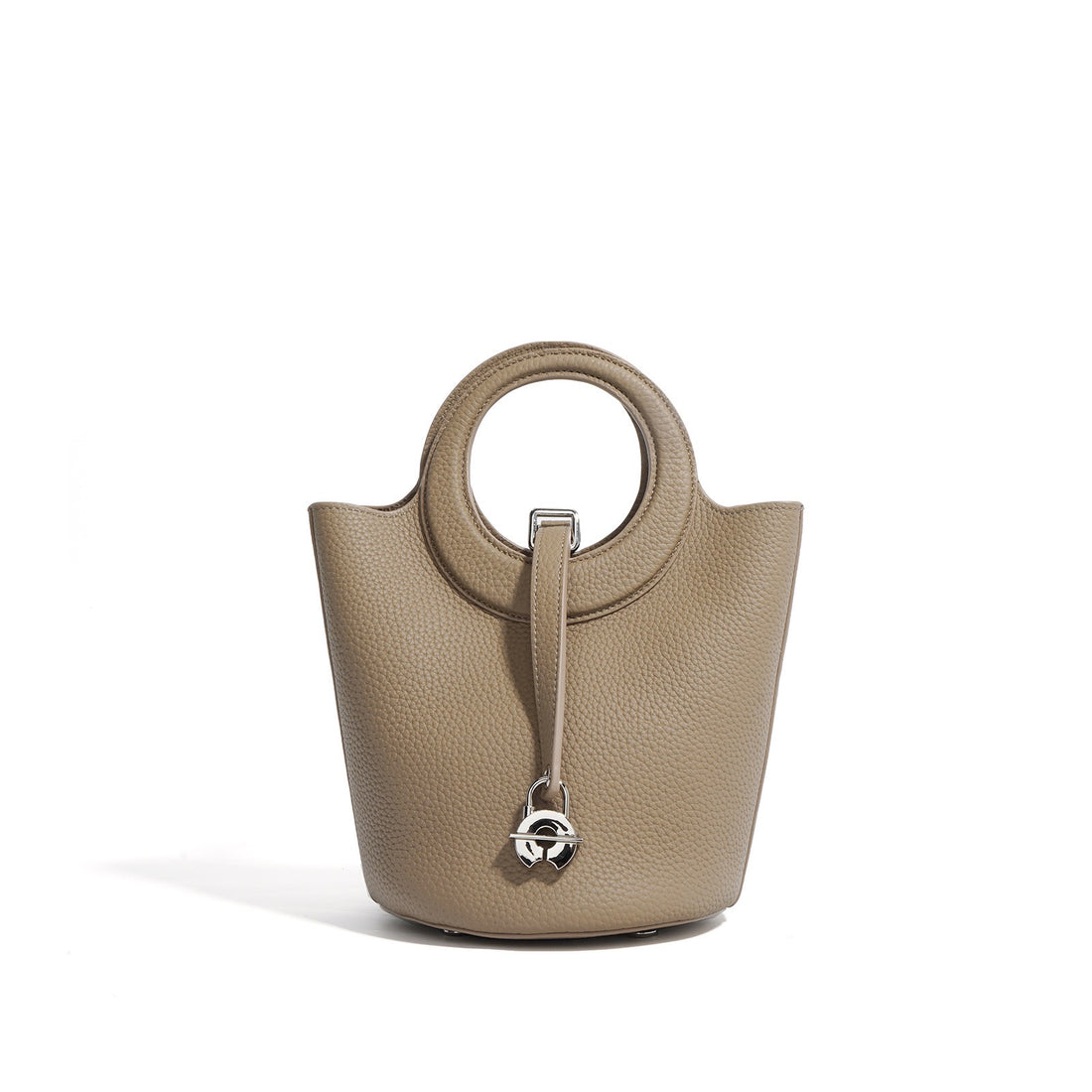Elegant Duo – Genuine Grained Leather Bag with Cosmetic Pouch and Long Strap