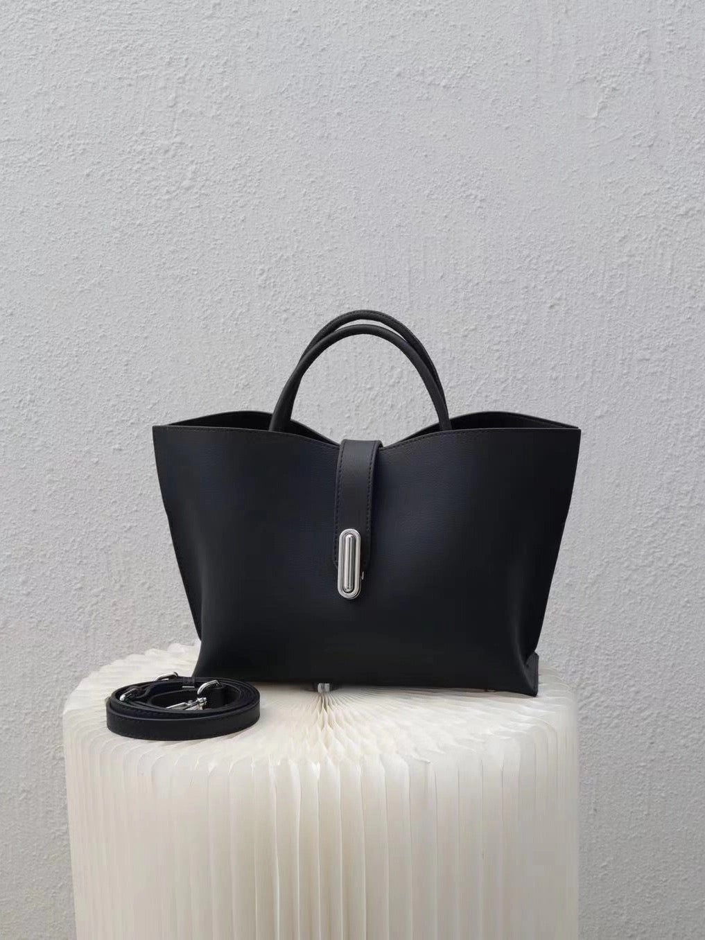Tote Bag NATURAL LEATHER with Long Adjustable Strap