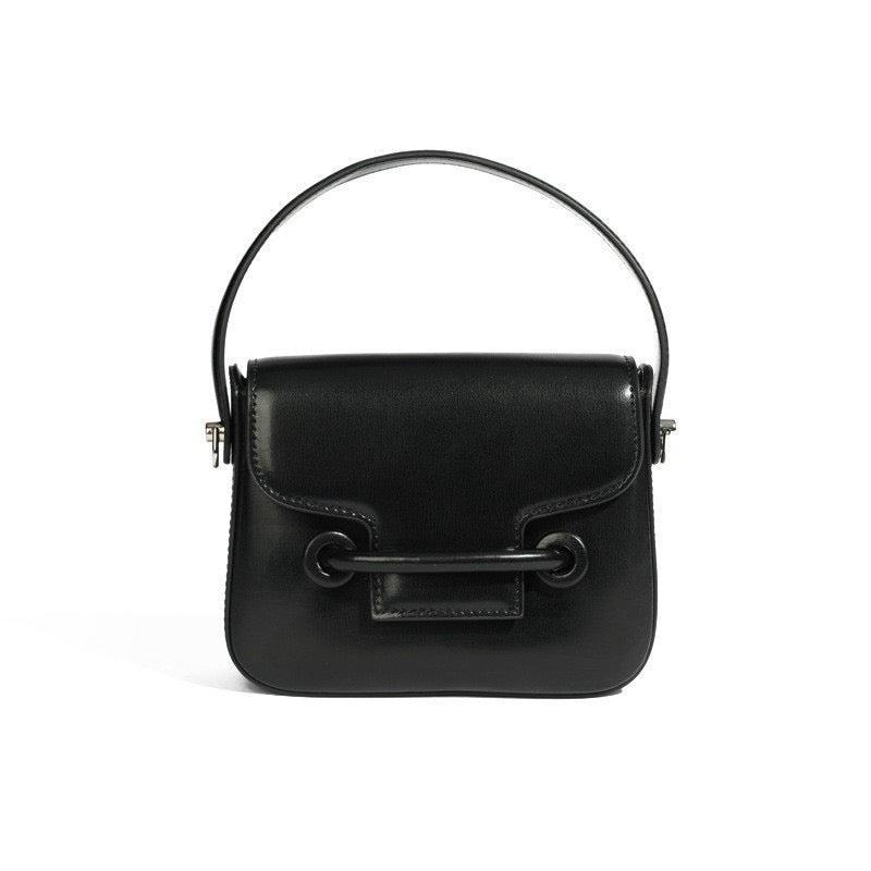 Élégance en Cuir – Genuine Leather Structured Top Handle Bag with Detachable Shoulder Strap