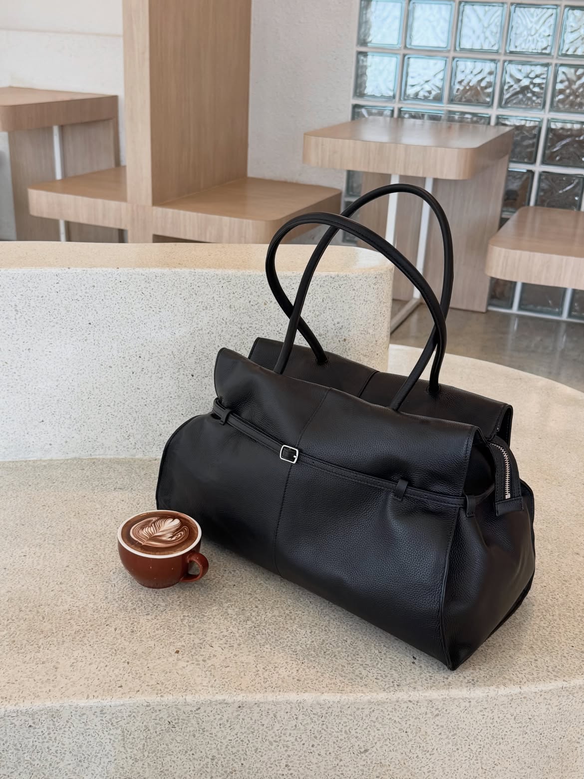 Silhouette Noir-Genuine Leather Top Handle Shoulder Bag