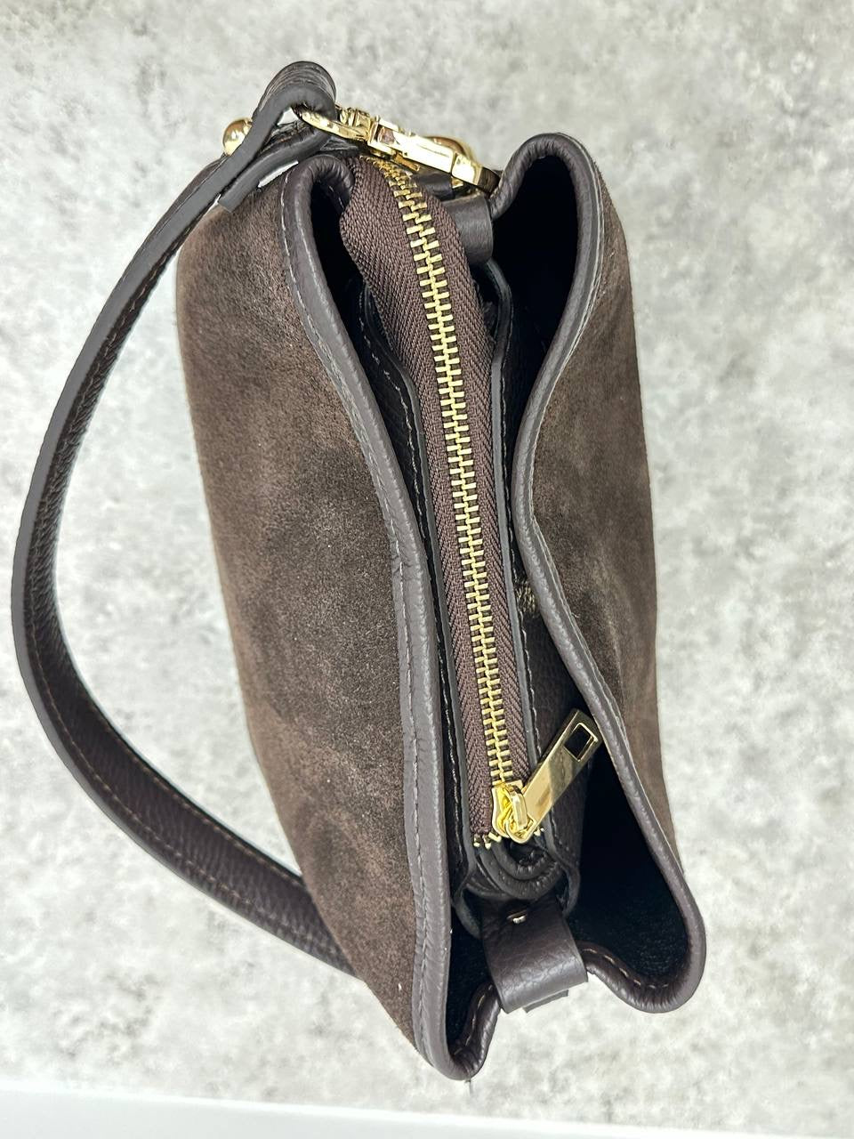 Italian Suede Bag with Two Straps – Elegance and Versatility