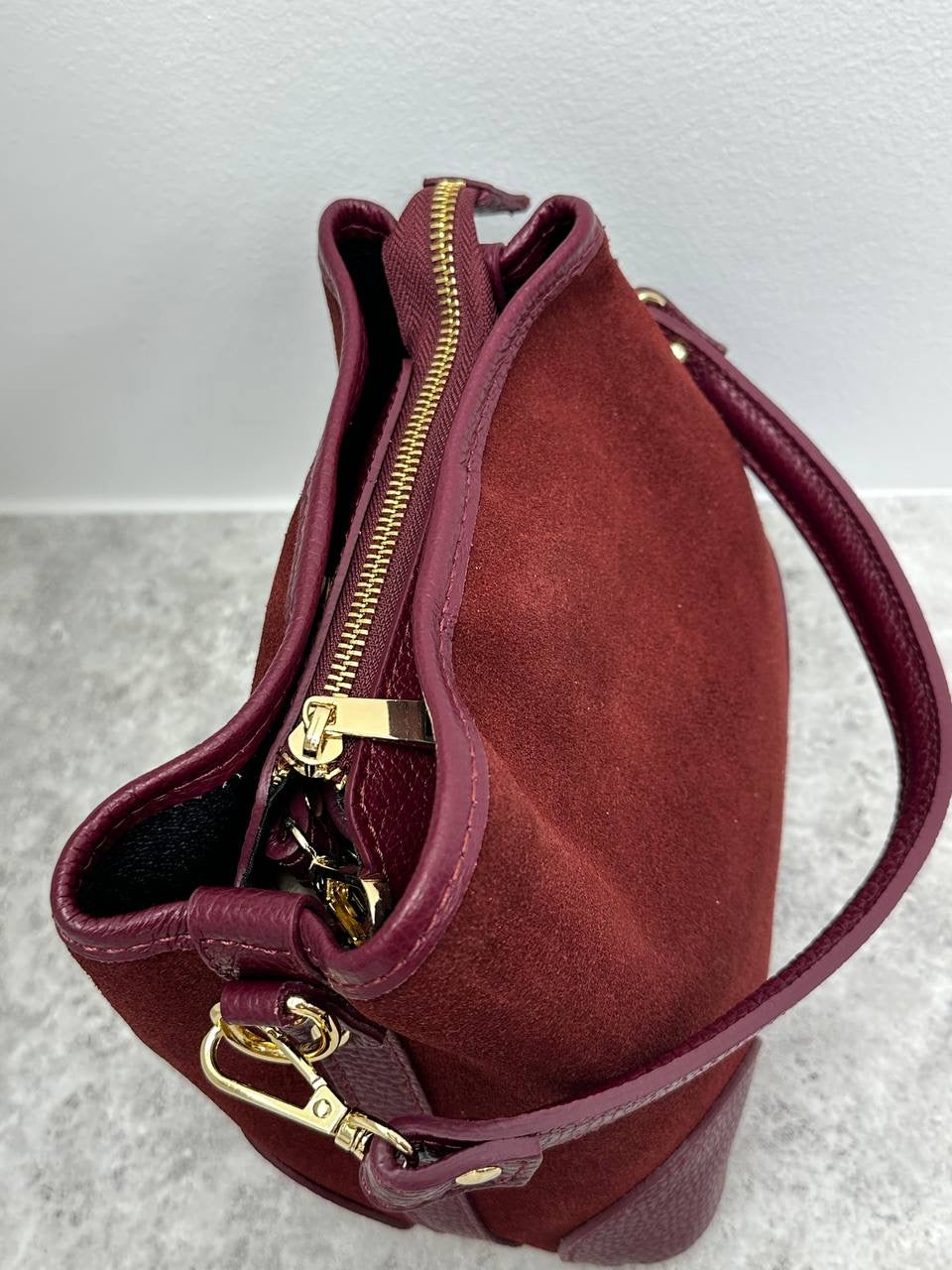 Italian Suede Bag with Two Straps – Elegance and Versatility