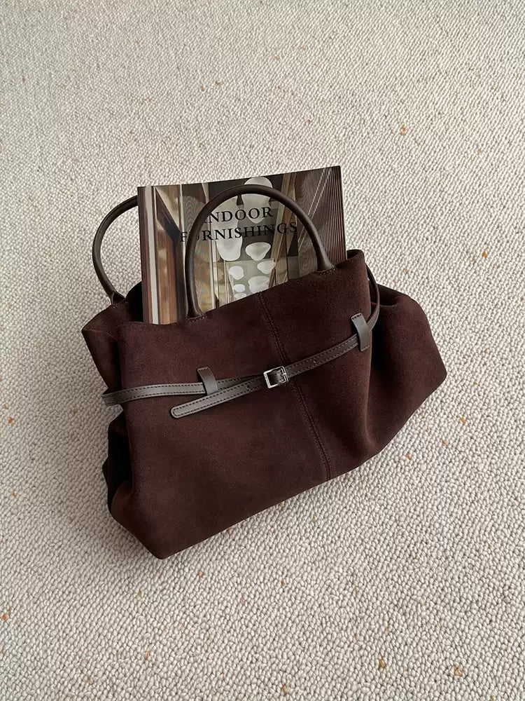LuxeSuede – Premium Suede and Leather Handbag with Adjustable Strap