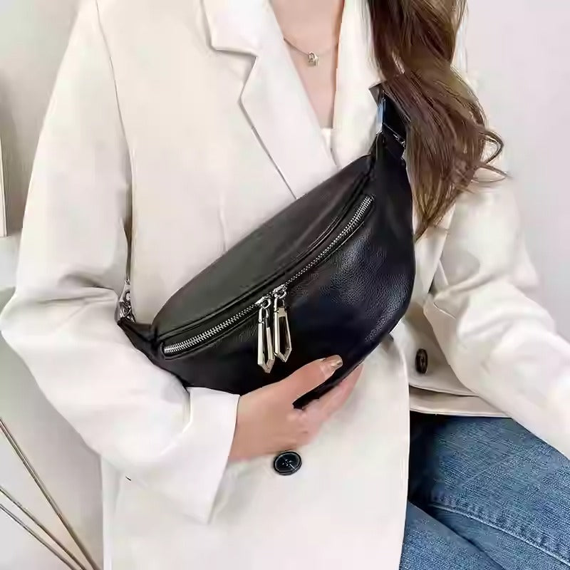 “Luna Shine” — Elegant Leather Crossbody Bag