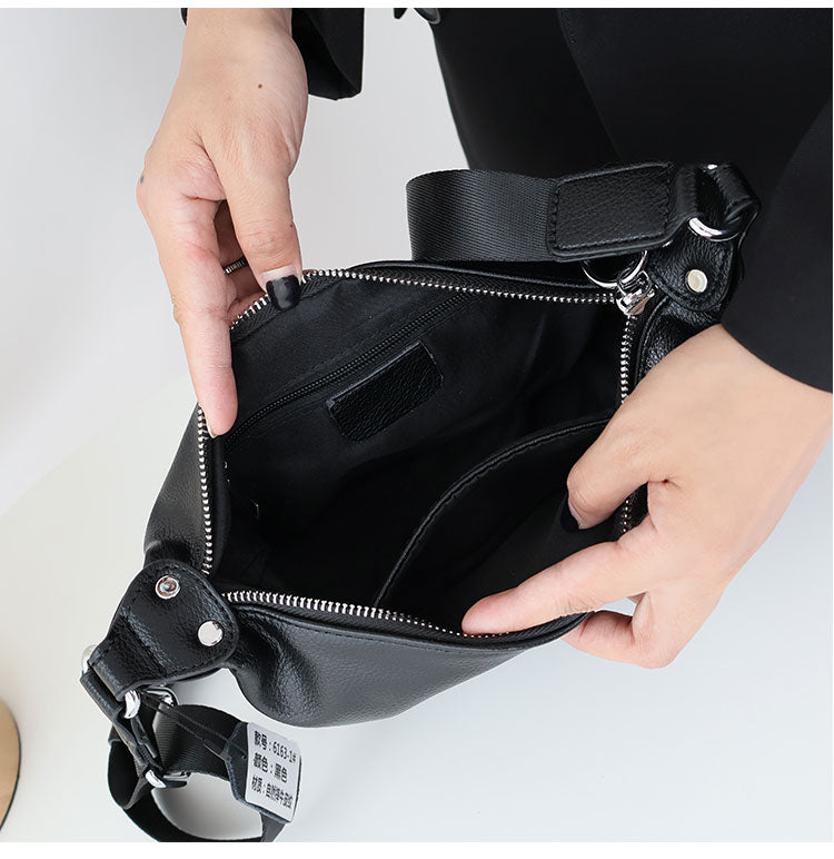 “Luna Shine” — Elegant Leather Crossbody Bag