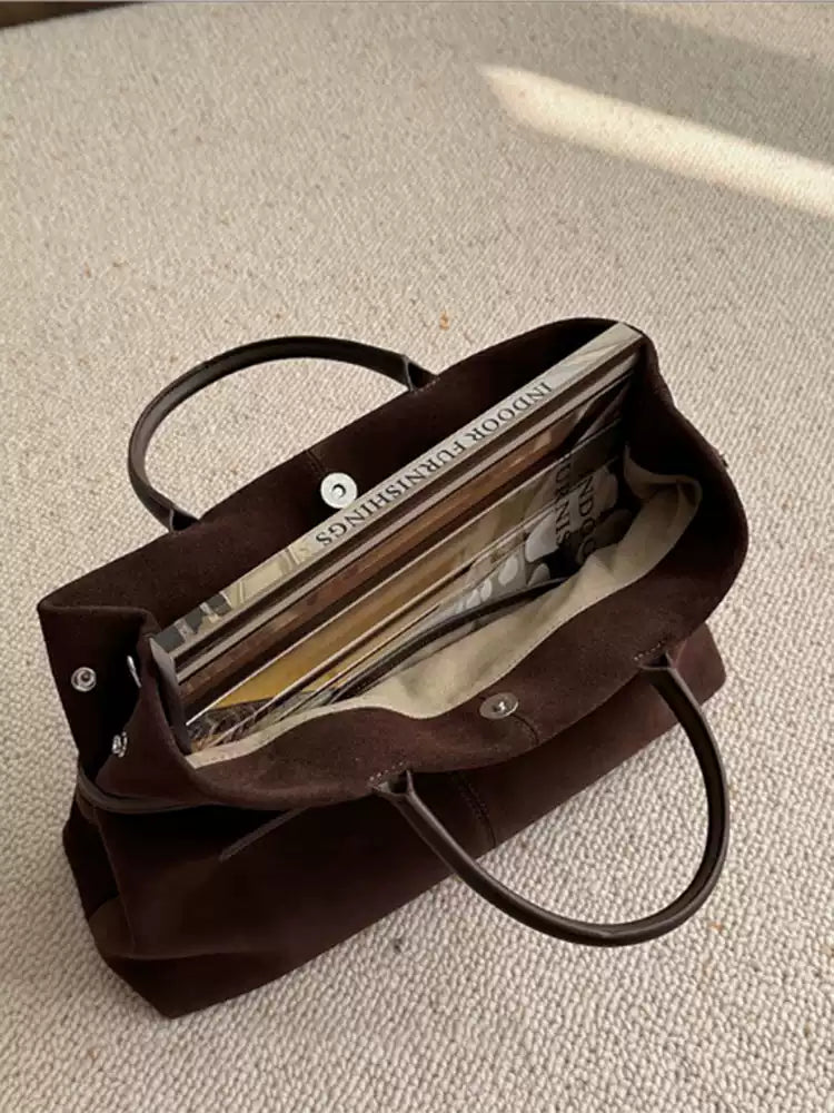 LuxeSuede – Premium Suede and Leather Handbag with Adjustable Strap