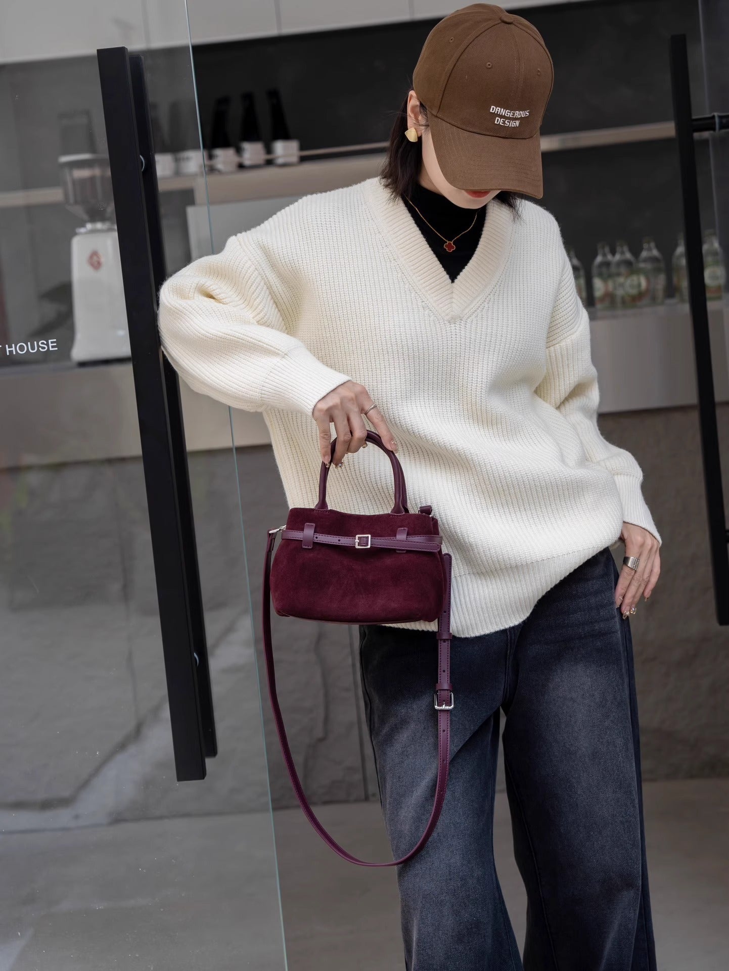 Petite Elegance โ Small Genuine Suede and Leather Bag