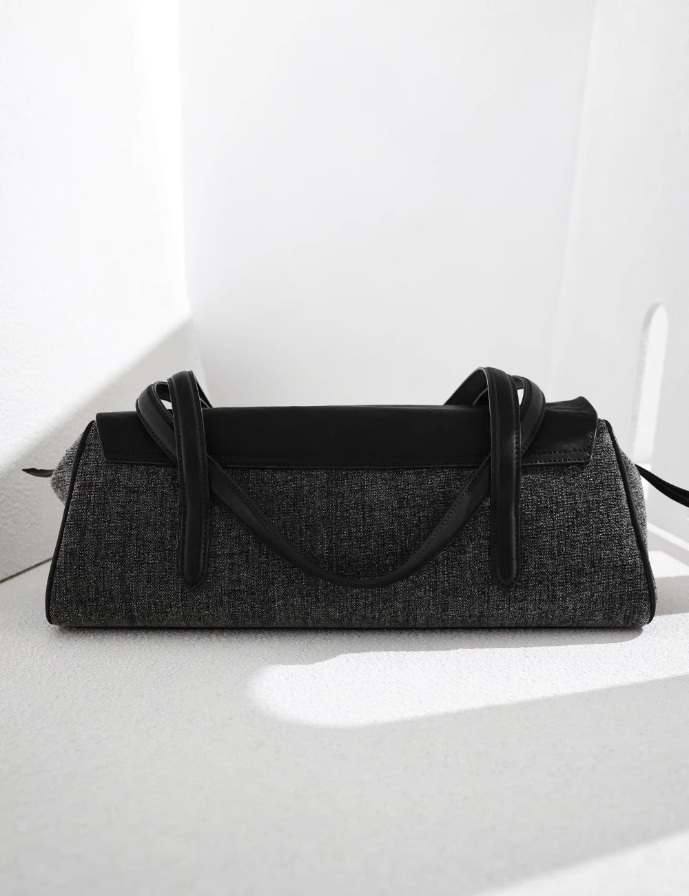 Structured Shoulder Bag – Genuine Leather & Fabric Tote for Everyday Style