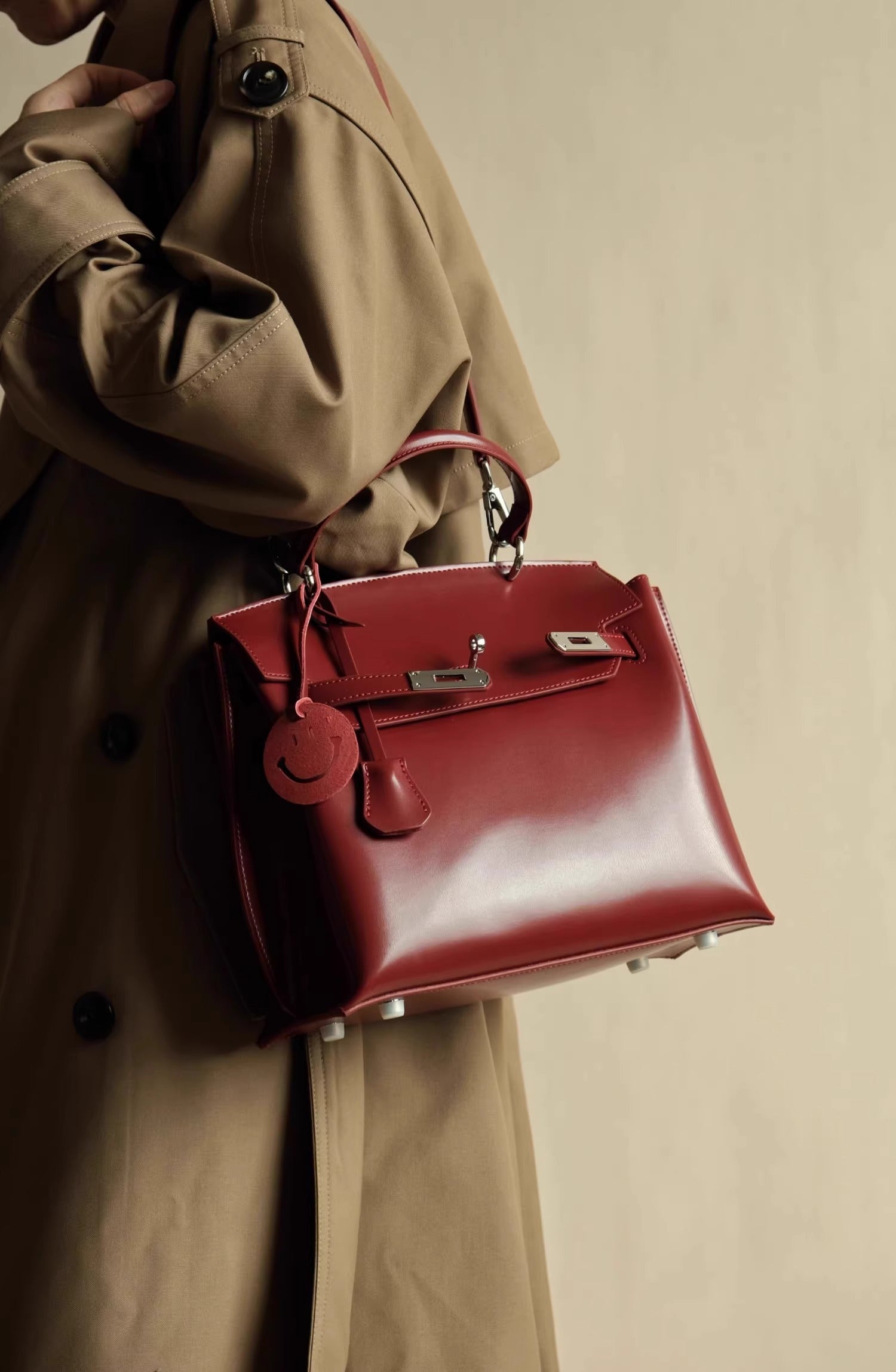 👜 Timeless Grace – Genuine Leather Structured Shoulder Bag | 14" Elegant Tote with Adjustable Strap