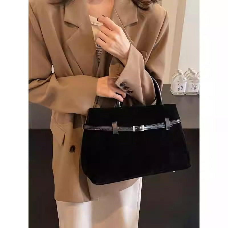 LuxeSuede – Premium Suede and Leather Handbag with Adjustable Strap