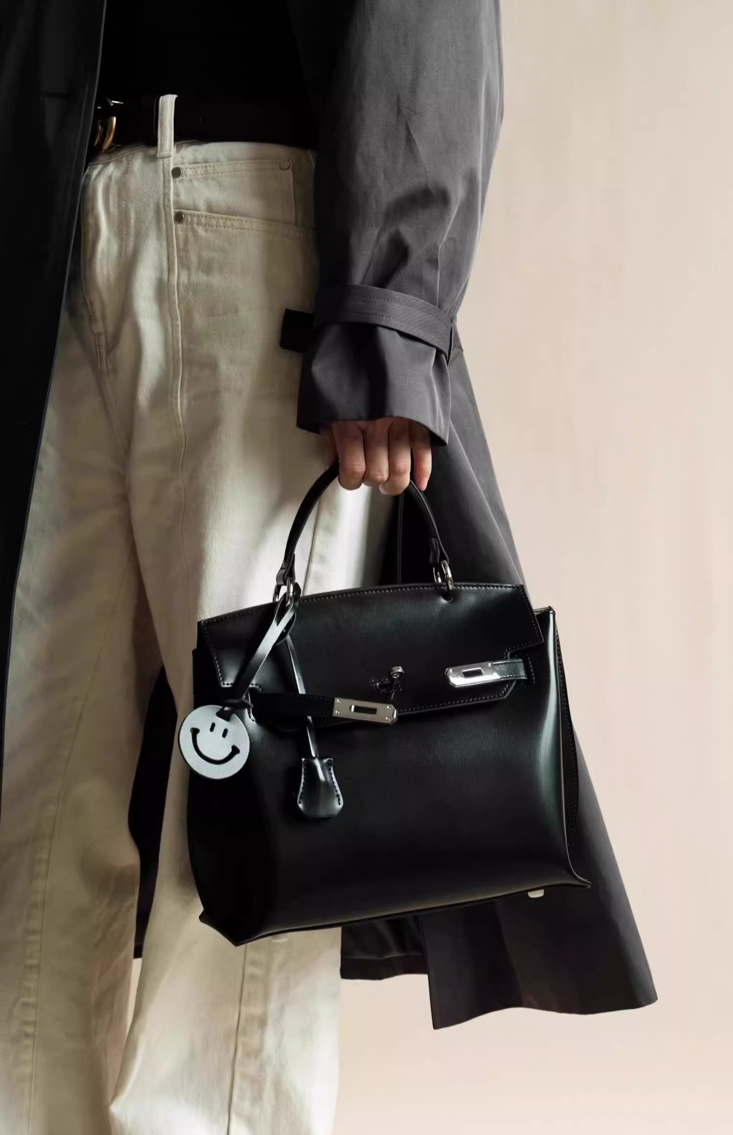 👜 Timeless Grace – Genuine Leather Structured Shoulder Bag | 14" Elegant Tote with Adjustable Strap