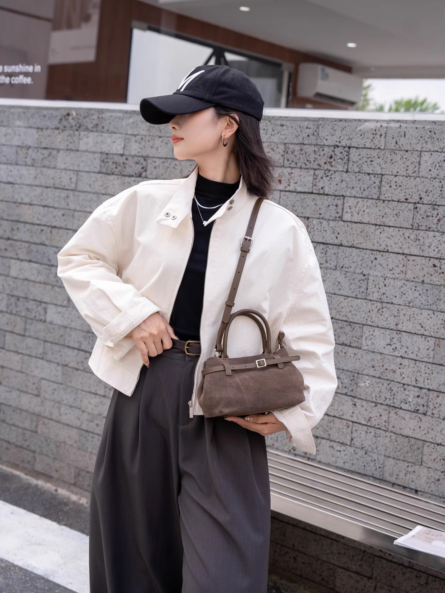Petite Elegance โ Small Genuine Suede and Leather Bag
