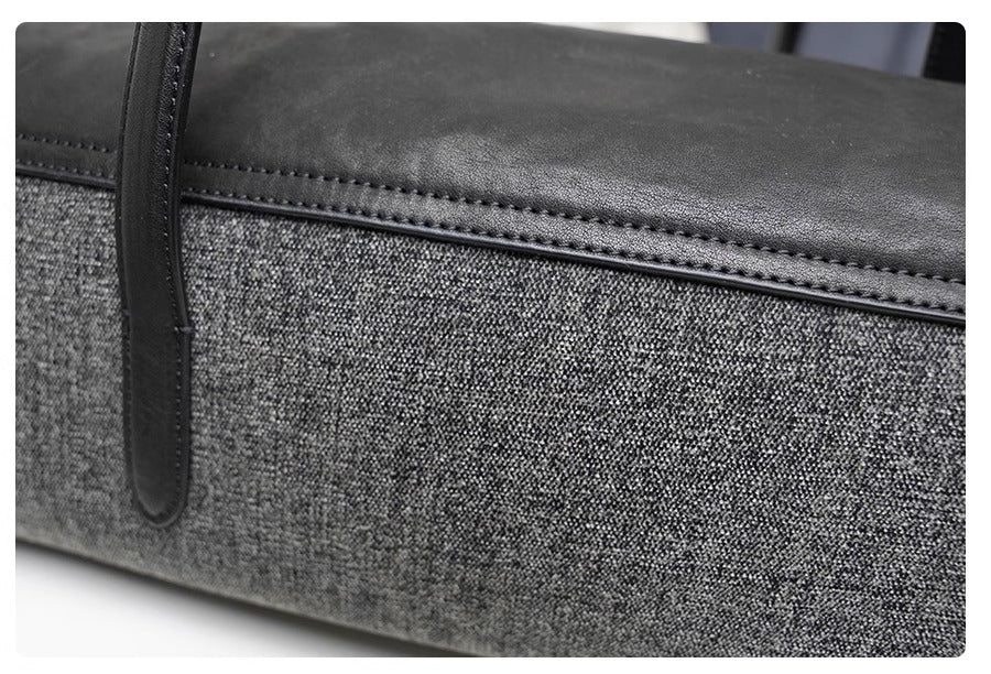 Structured Shoulder Bag – Genuine Leather & Fabric Tote for Everyday Style