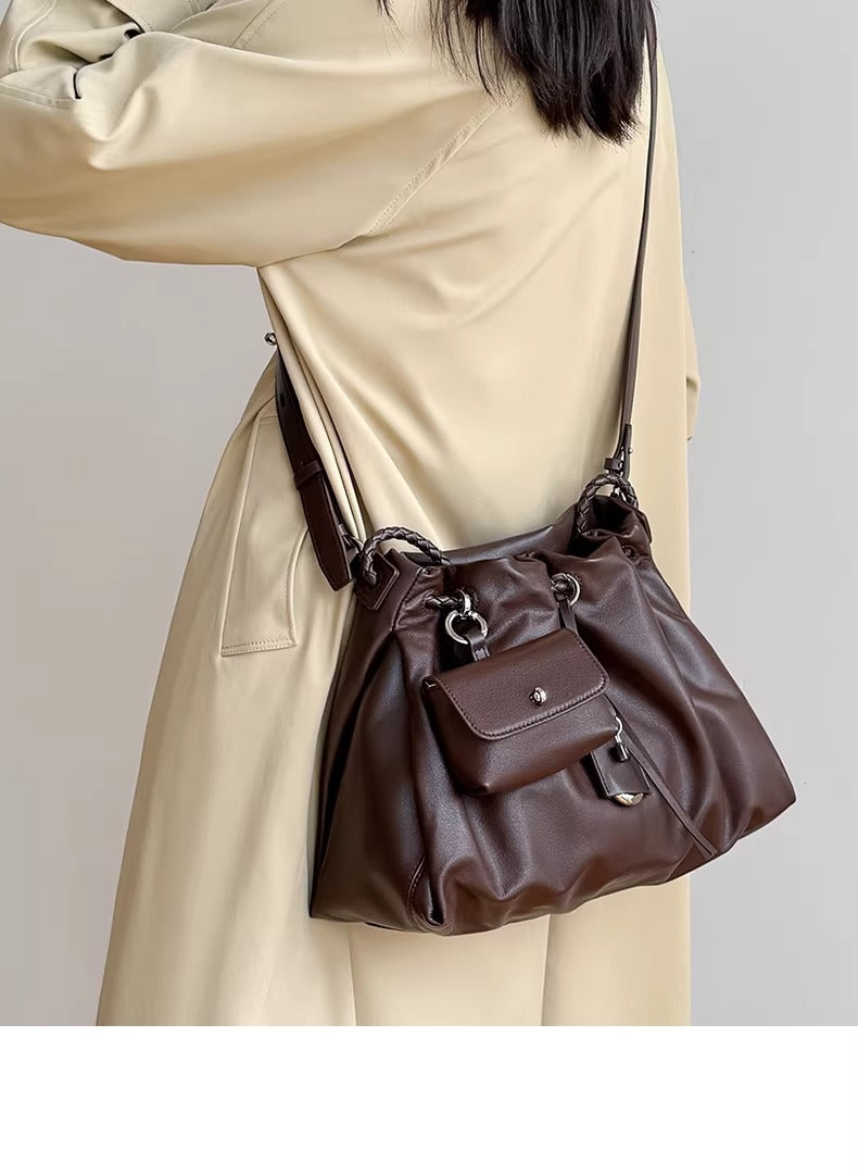 Mila Leather Bucket Bag